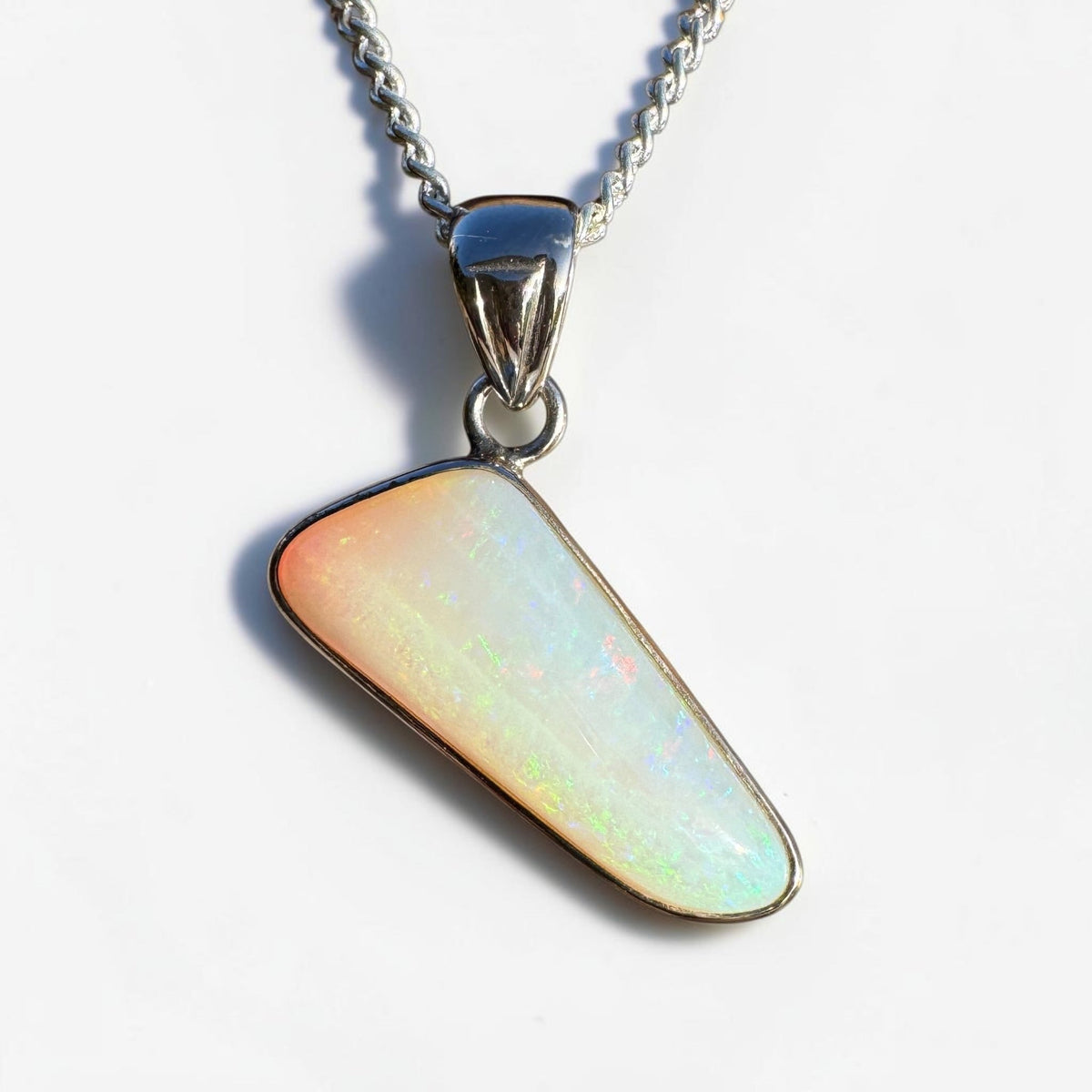 4.4ct Coober Pedy Opal Pendant Necklace ~ 'Derby Gleam' | 925 Sterling Silver | Solid Australian Opal