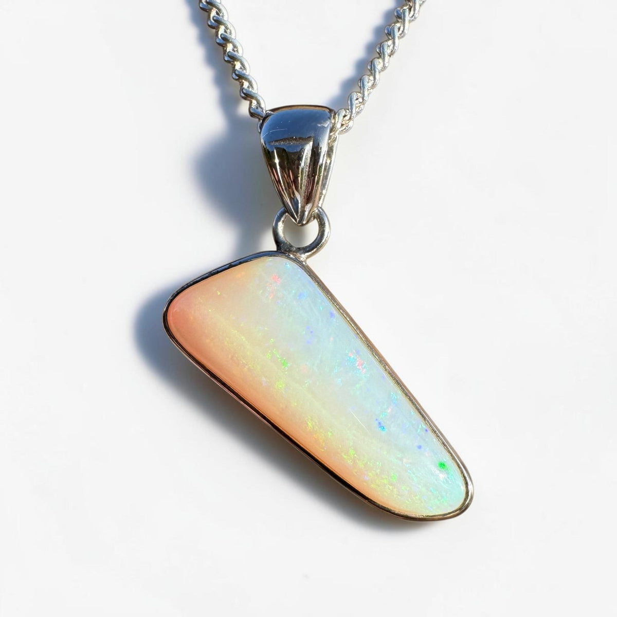 4.4ct Coober Pedy Opal Pendant Necklace ~ 'Derby Gleam' | 925 Sterling Silver | Solid Australian Opal