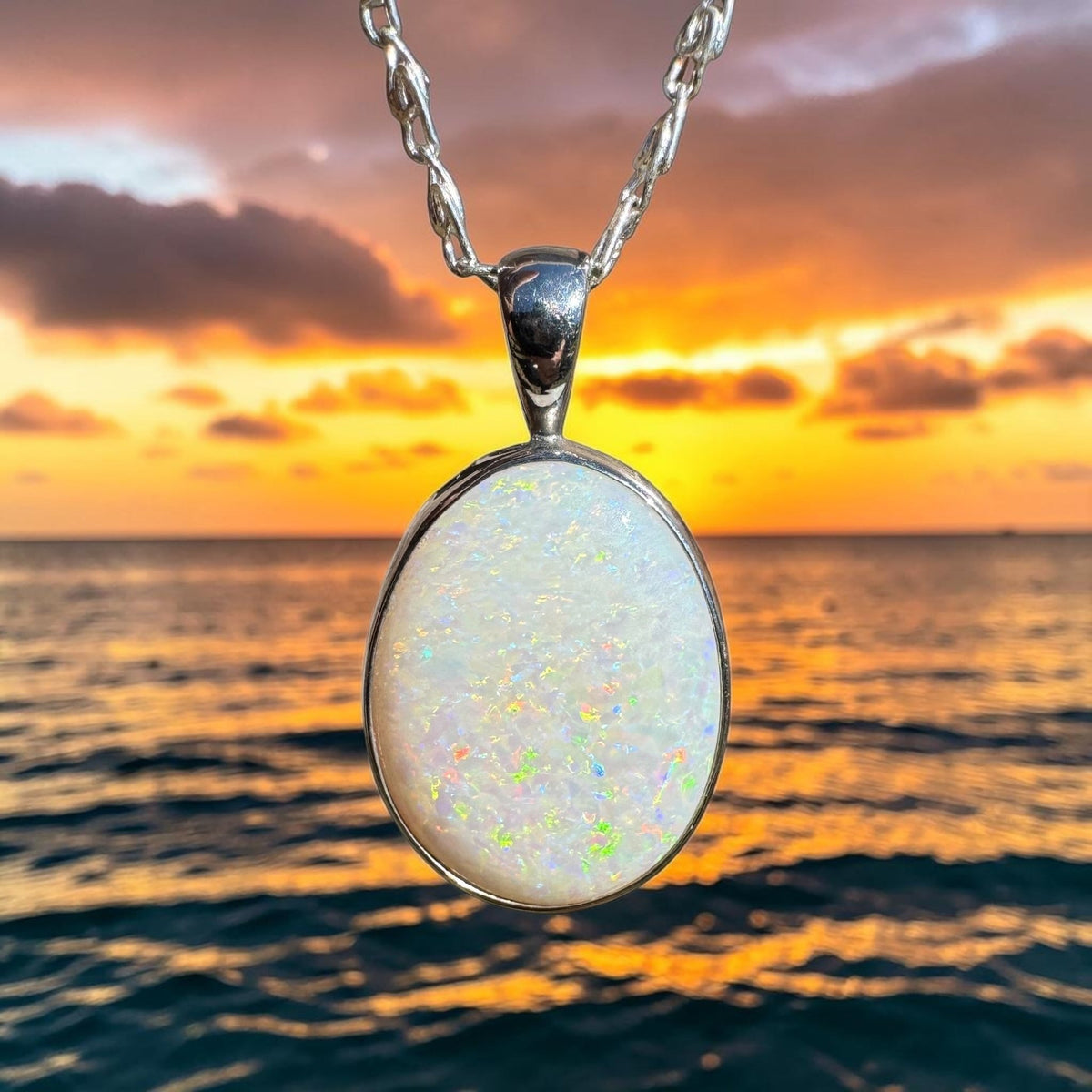4.5ct Coober Pedy Opal Pendant Necklace ~ 'Wollongong Radiance' | 925 Sterling Silver | Solid Australian Opal