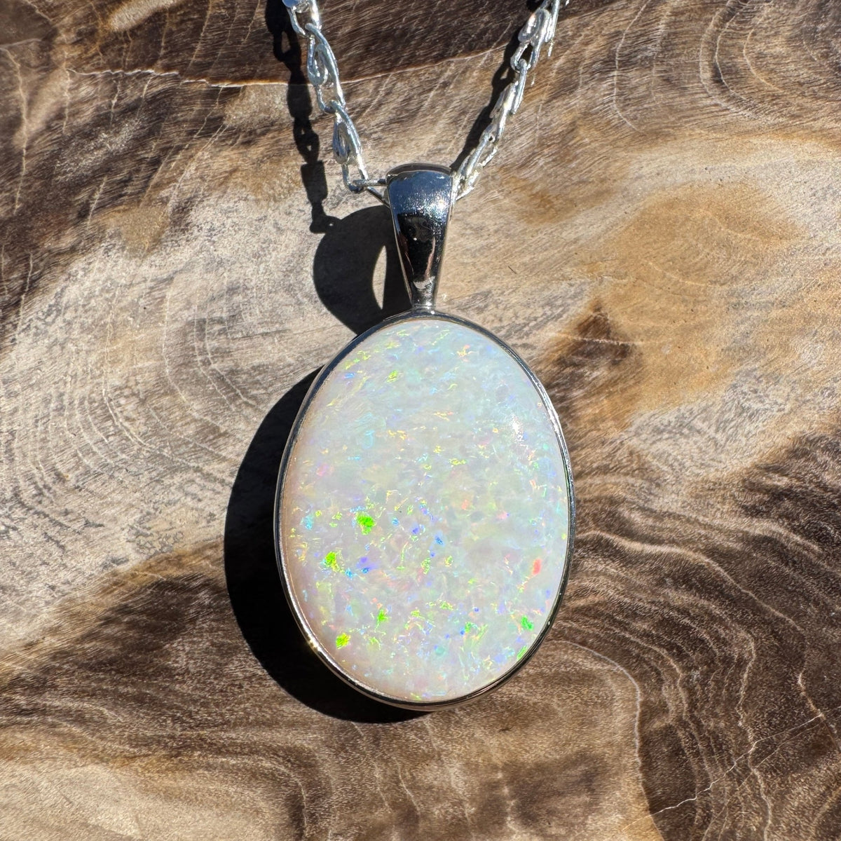 4.5ct Coober Pedy Opal Pendant Necklace ~ 'Wollongong Radiance' | 925 Sterling Silver | Solid Australian Opal