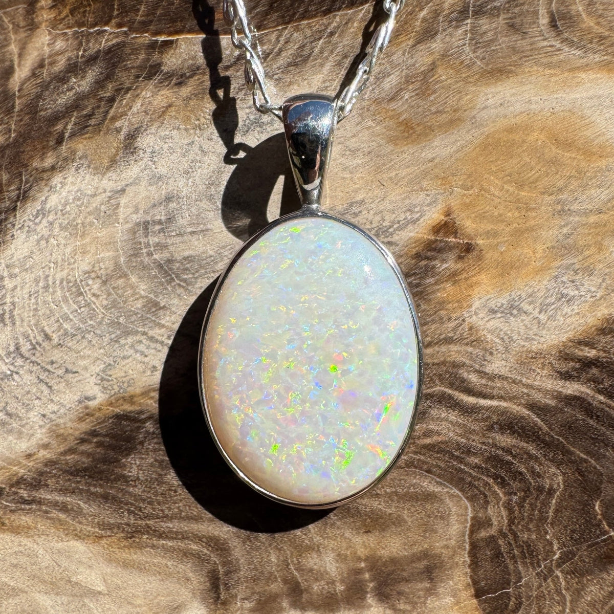 4.5ct Coober Pedy Opal Pendant Necklace ~ 'Wollongong Radiance' | 925 Sterling Silver | Solid Australian Opal