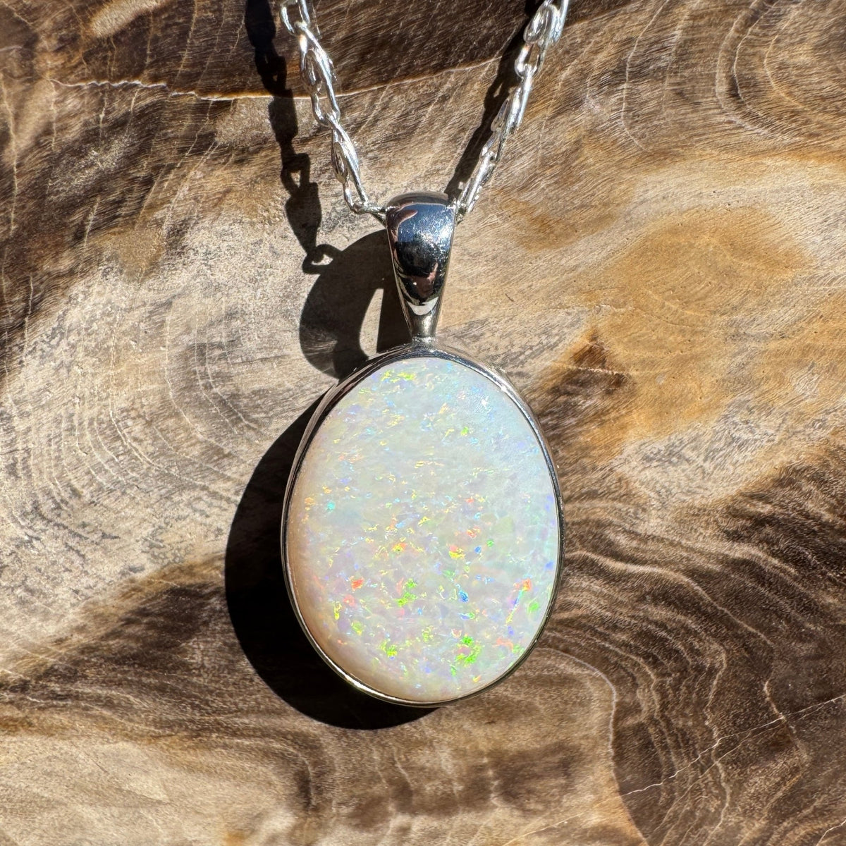 4.5ct Coober Pedy Opal Pendant Necklace ~ 'Wollongong Radiance' | 925 Sterling Silver | Solid Australian Opal