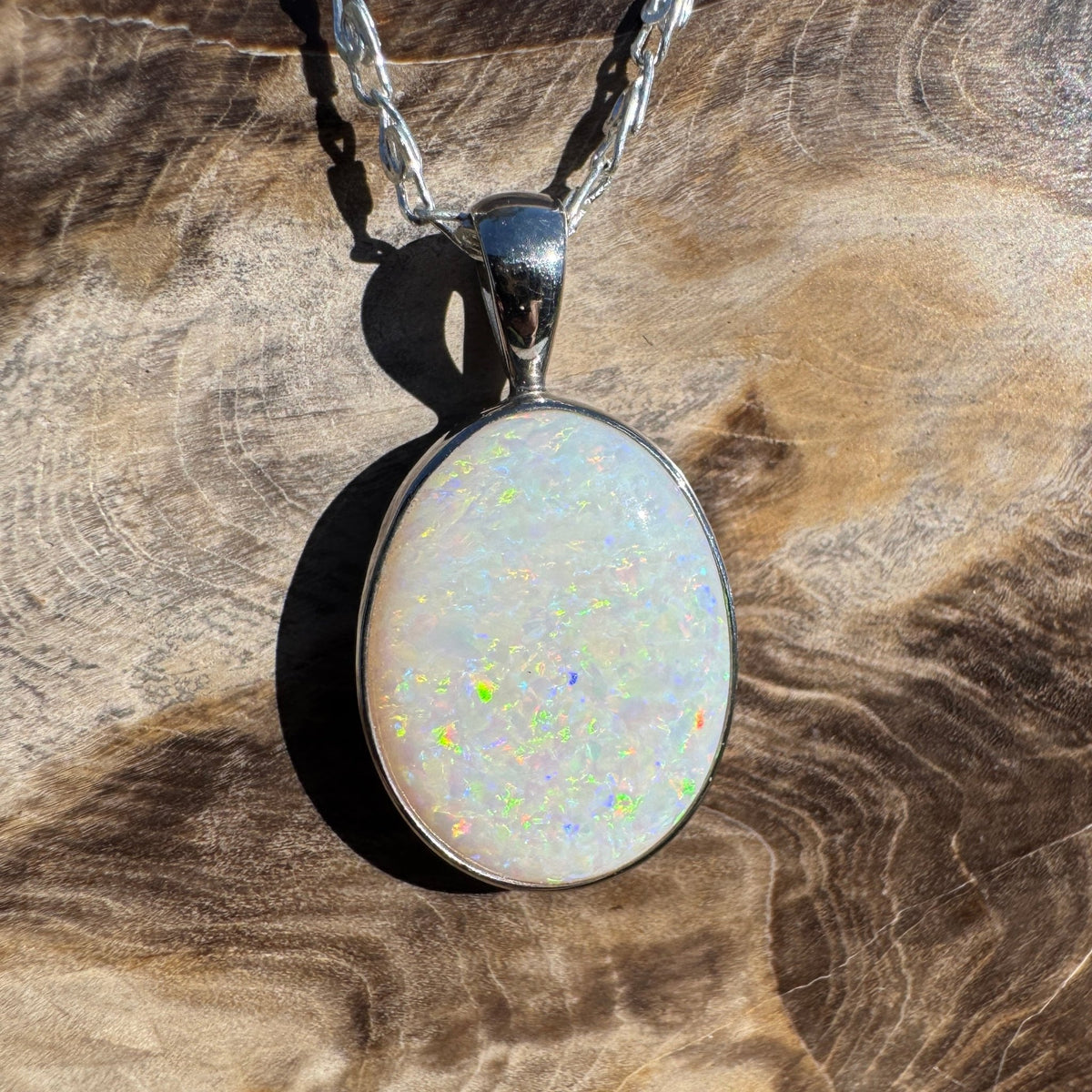 4.5ct Coober Pedy Opal Pendant Necklace ~ 'Wollongong Radiance' | 925 Sterling Silver | Solid Australian Opal