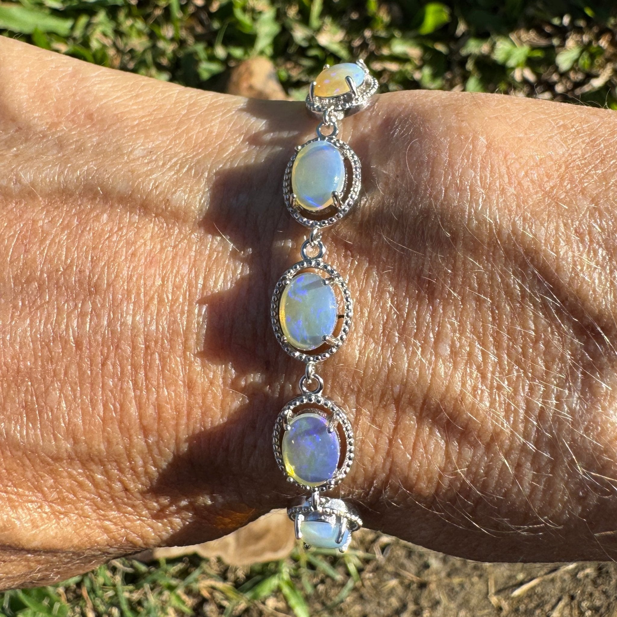4.6ct Coober Pedy Opal Bracelet ~ 'Reef Point Shore' | 925 Sterling Silver | Solid Australian Opal