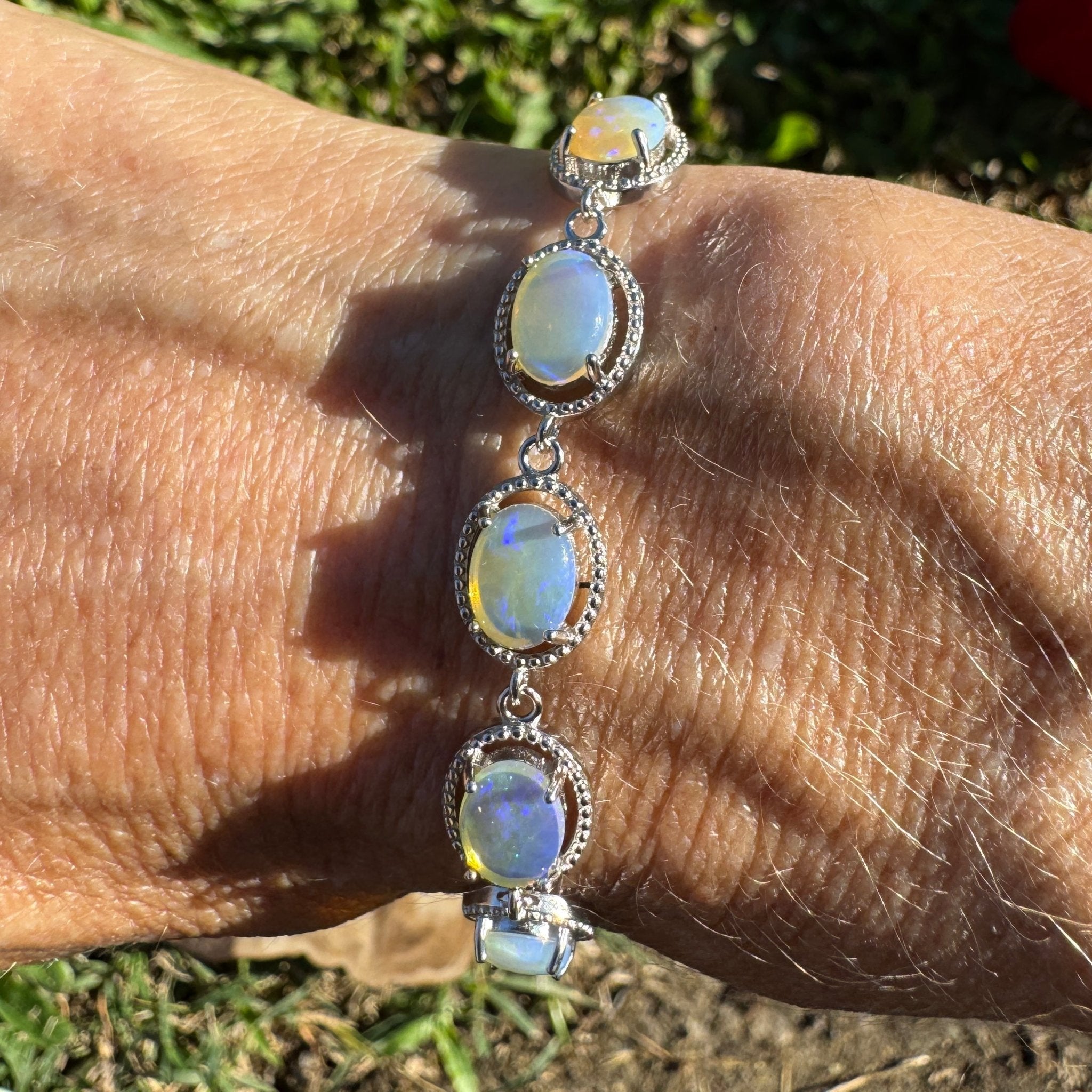 4.6ct Coober Pedy Opal Bracelet ~ 'Reef Point Shore' | 925 Sterling Silver | Solid Australian Opal