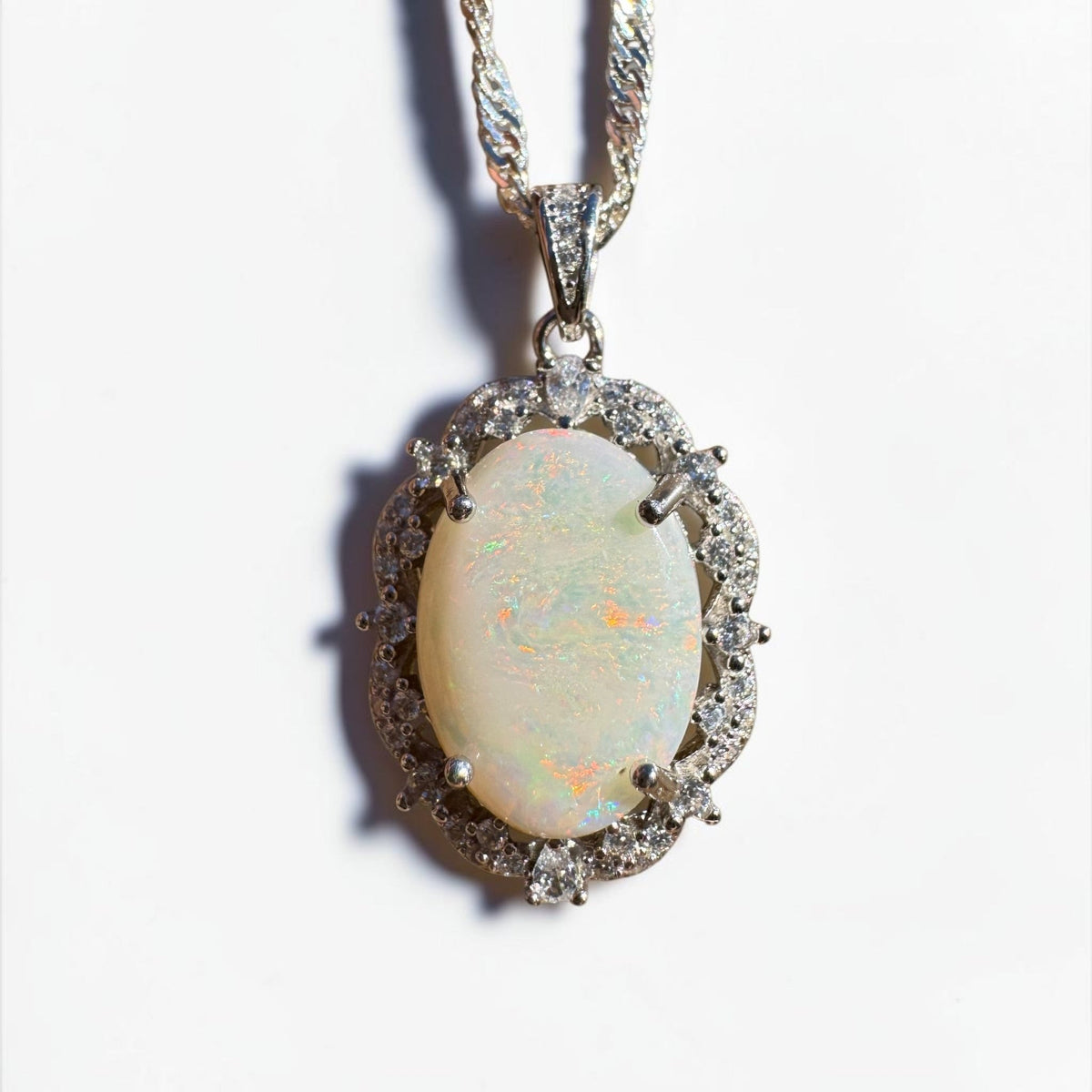 4.8ct Coober Pedy Opal Pendant Necklace ~ 'Cradle Peak Glow' | 925 Sterling Silver | Solid Australian Opal
