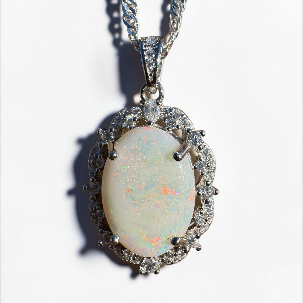 4.8ct Coober Pedy Opal Pendant Necklace ~ 'Cradle Peak Glow' | 925 Sterling Silver | Solid Australian Opal