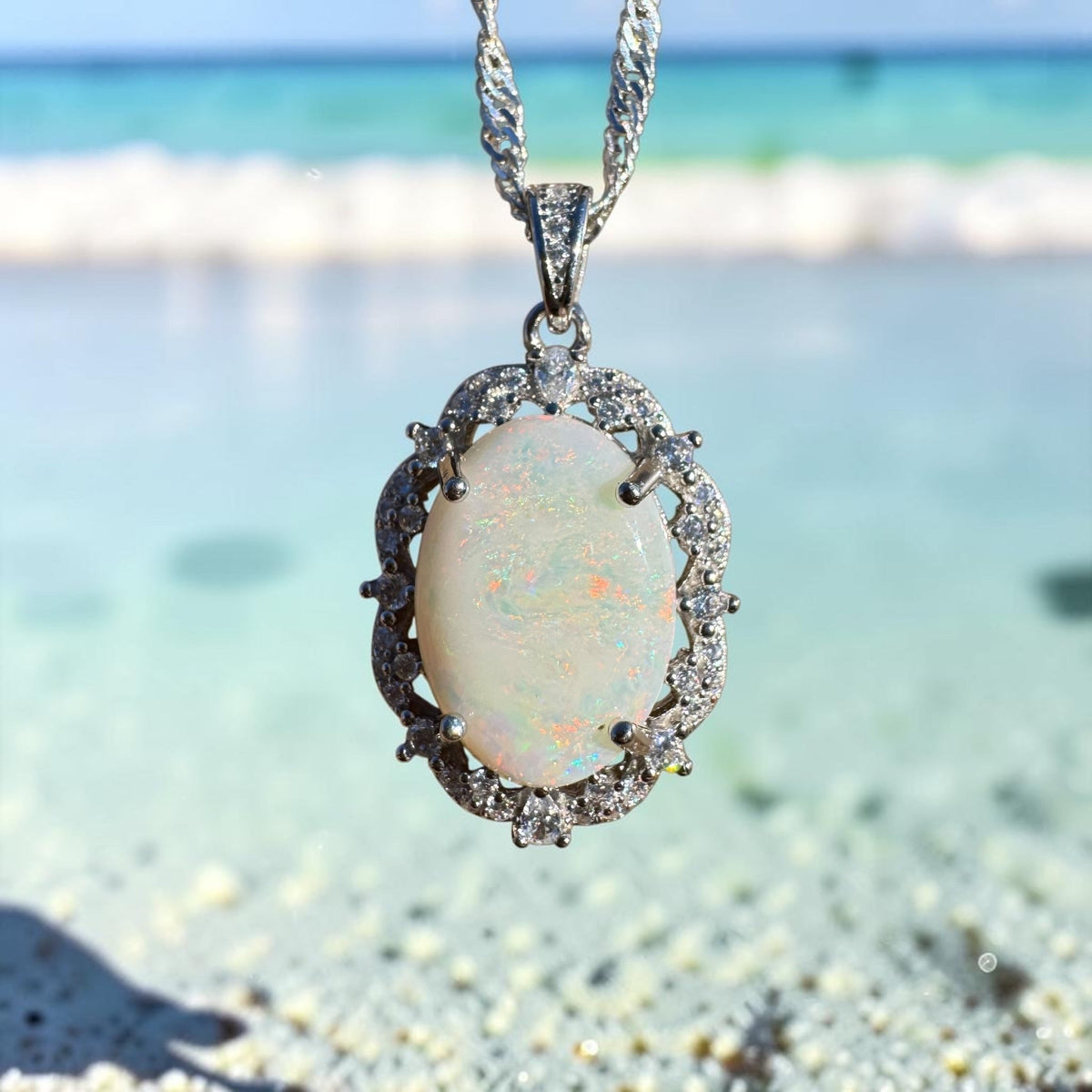 4.8ct Coober Pedy Opal Pendant Necklace ~ 'Cradle Peak Glow' | 925 Sterling Silver | Solid Australian Opal