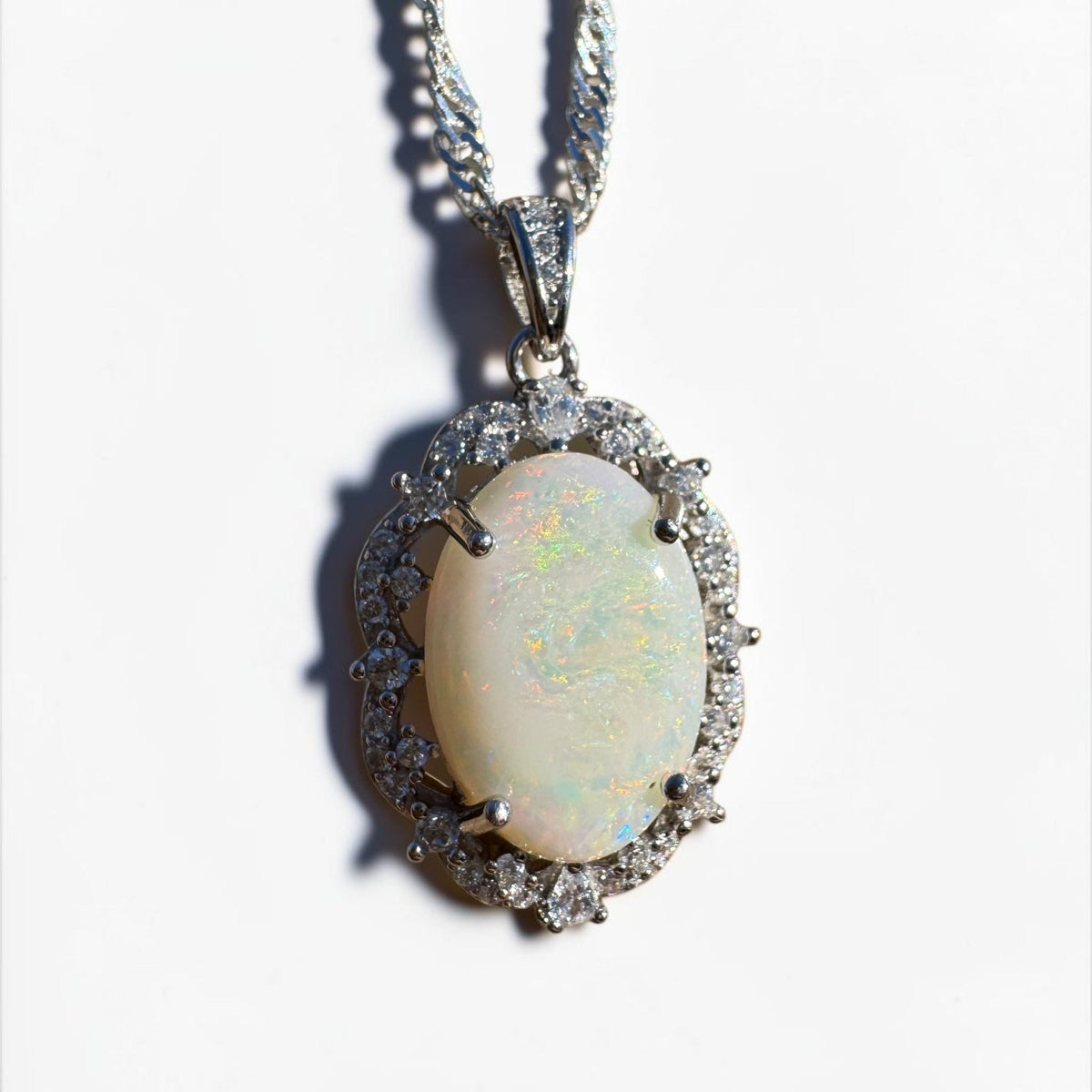 4.8ct Coober Pedy Opal Pendant Necklace ~ 'Cradle Peak Glow' | 925 Sterling Silver | Solid Australian Opal