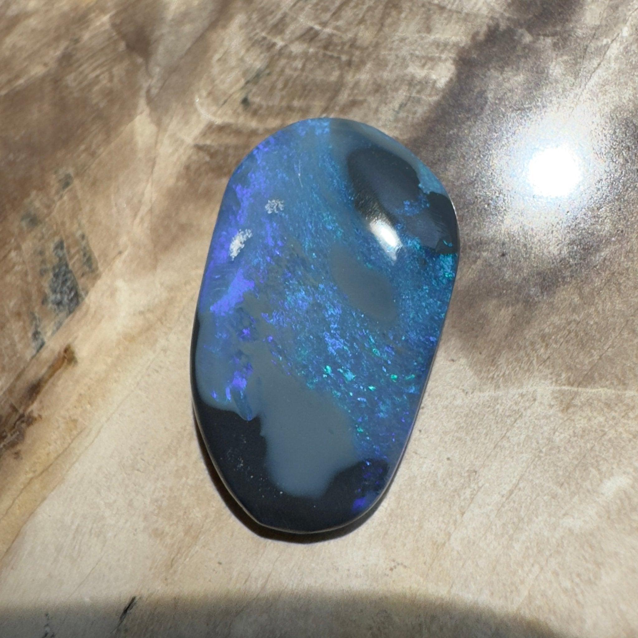 4.8ct Hand - cut Solid Lightning Ridge Semi Black Opal