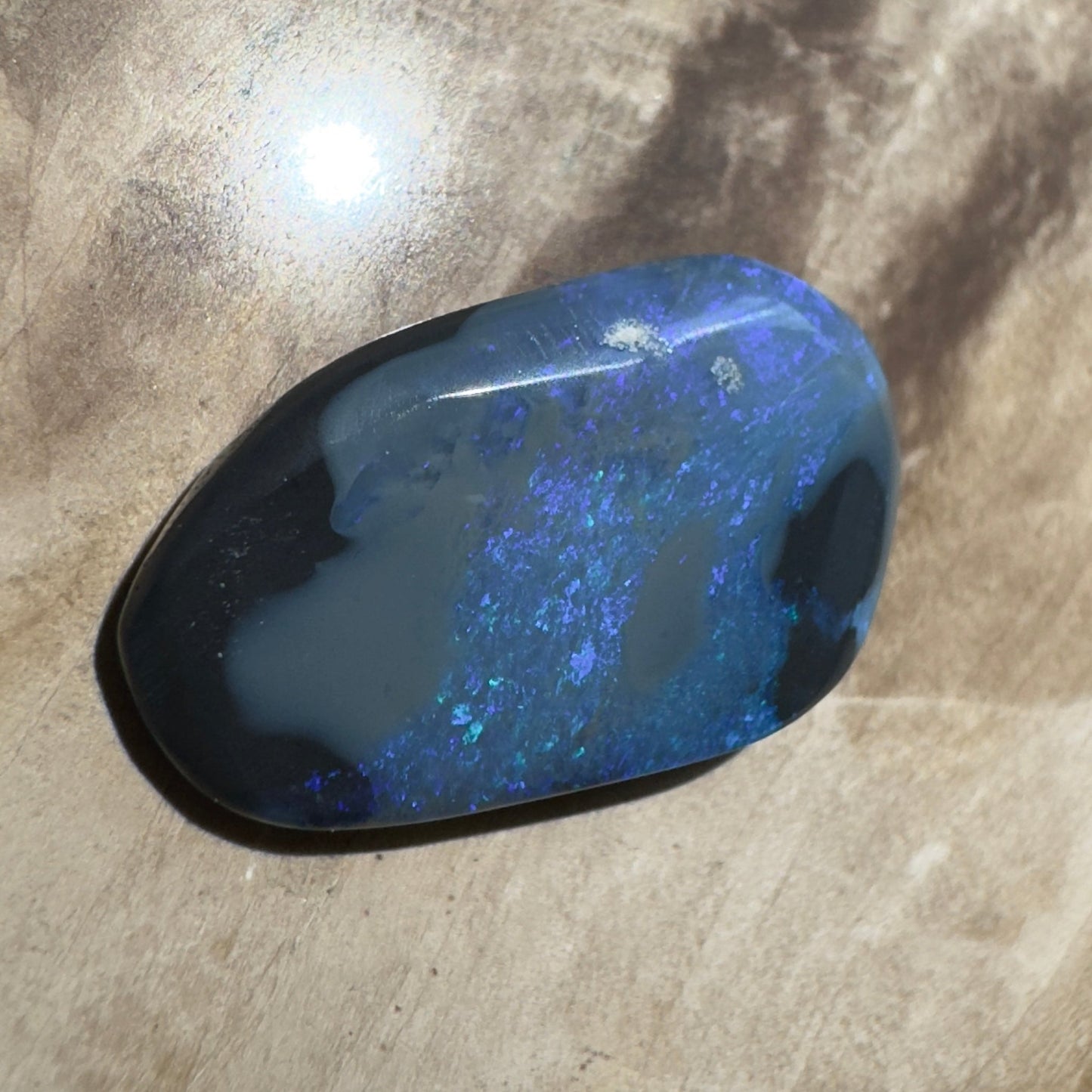 4.8ct Hand - cut Solid Lightning Ridge Semi Black Opal