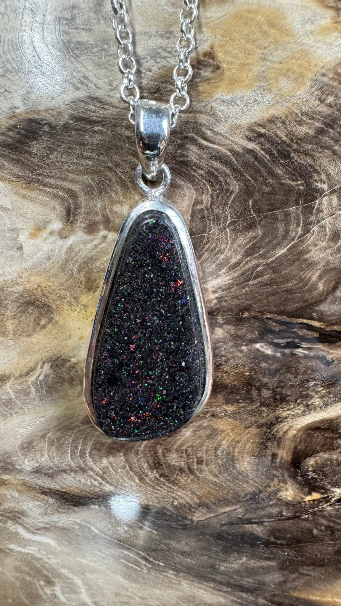 49ct Andamooka Matrix Opal 925 Silver Pendant