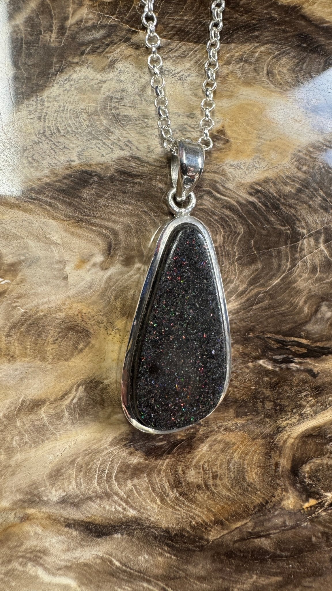 49ct Andamooka Matrix Opal 925 Silver Pendant