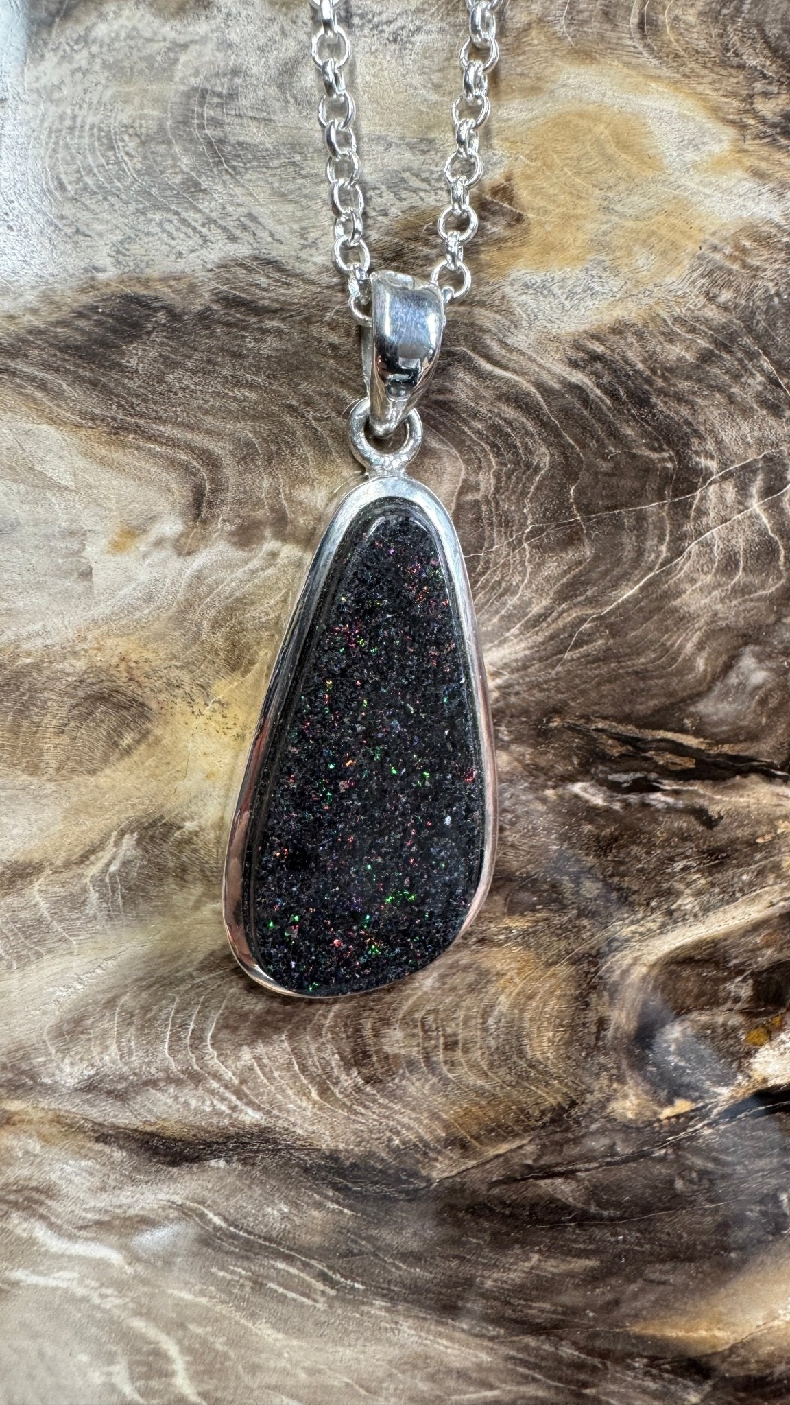 49ct Andamooka Matrix Opal 925 Silver Pendant