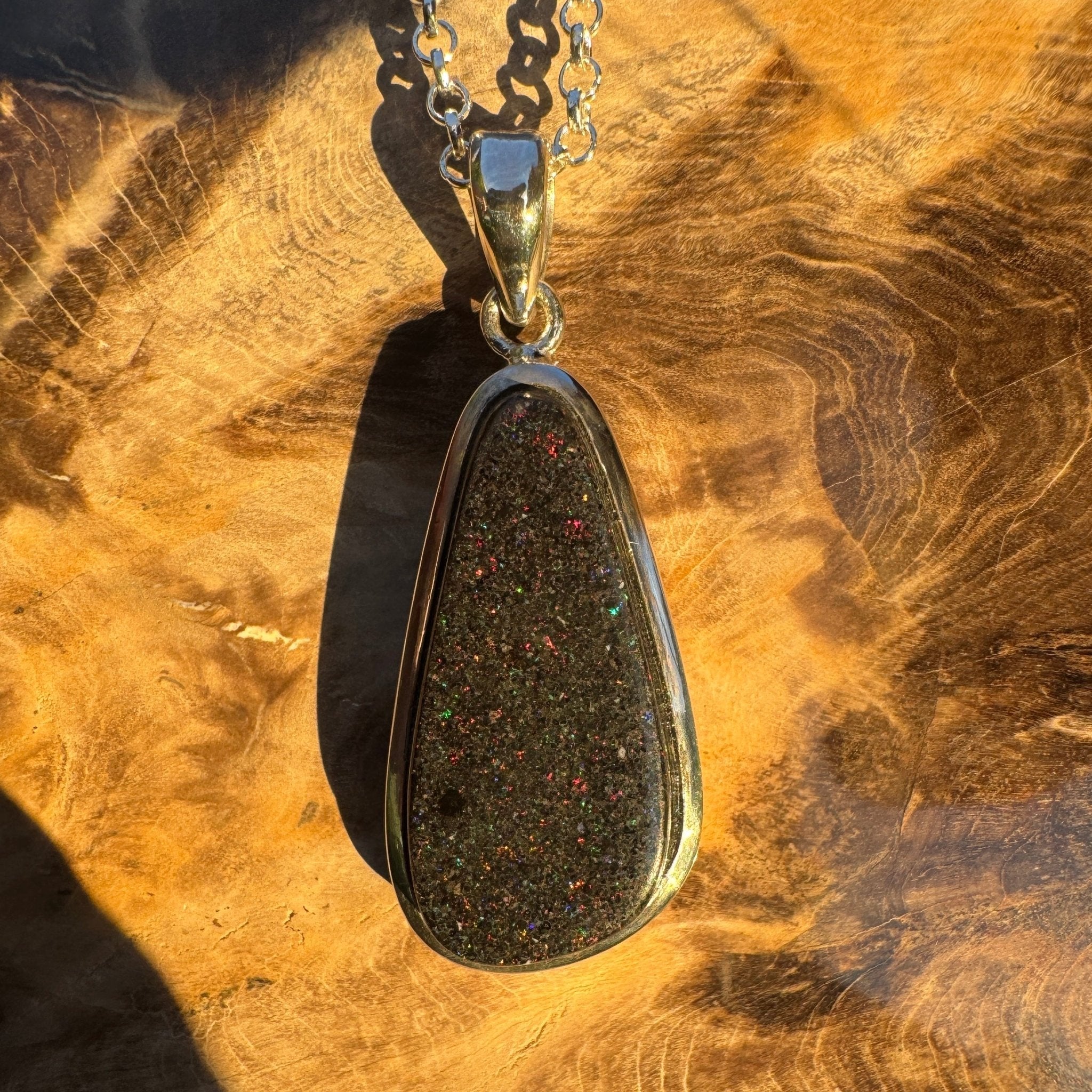 49ct Andamooka Matrix Opal 925 Silver Pendant