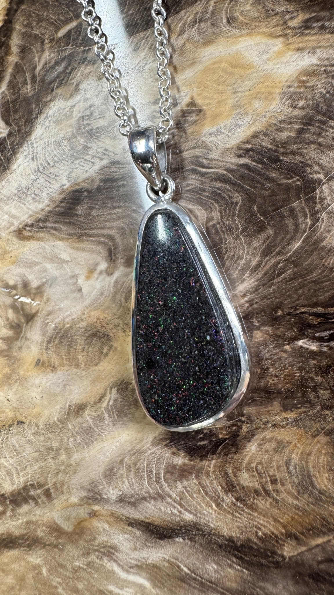 49ct Andamooka Matrix Opal 925 Silver Pendant