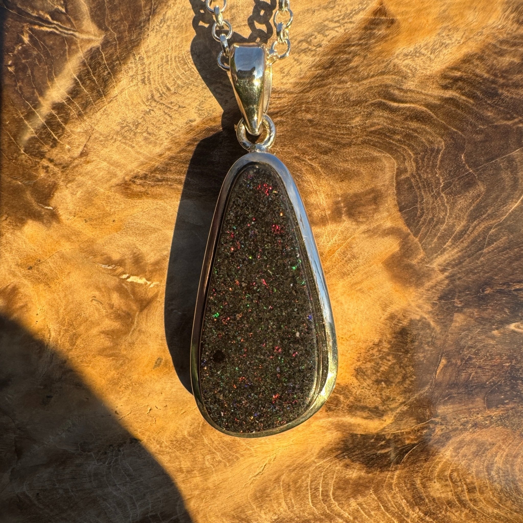 49ct Andamooka Matrix Opal 925 Silver Pendant