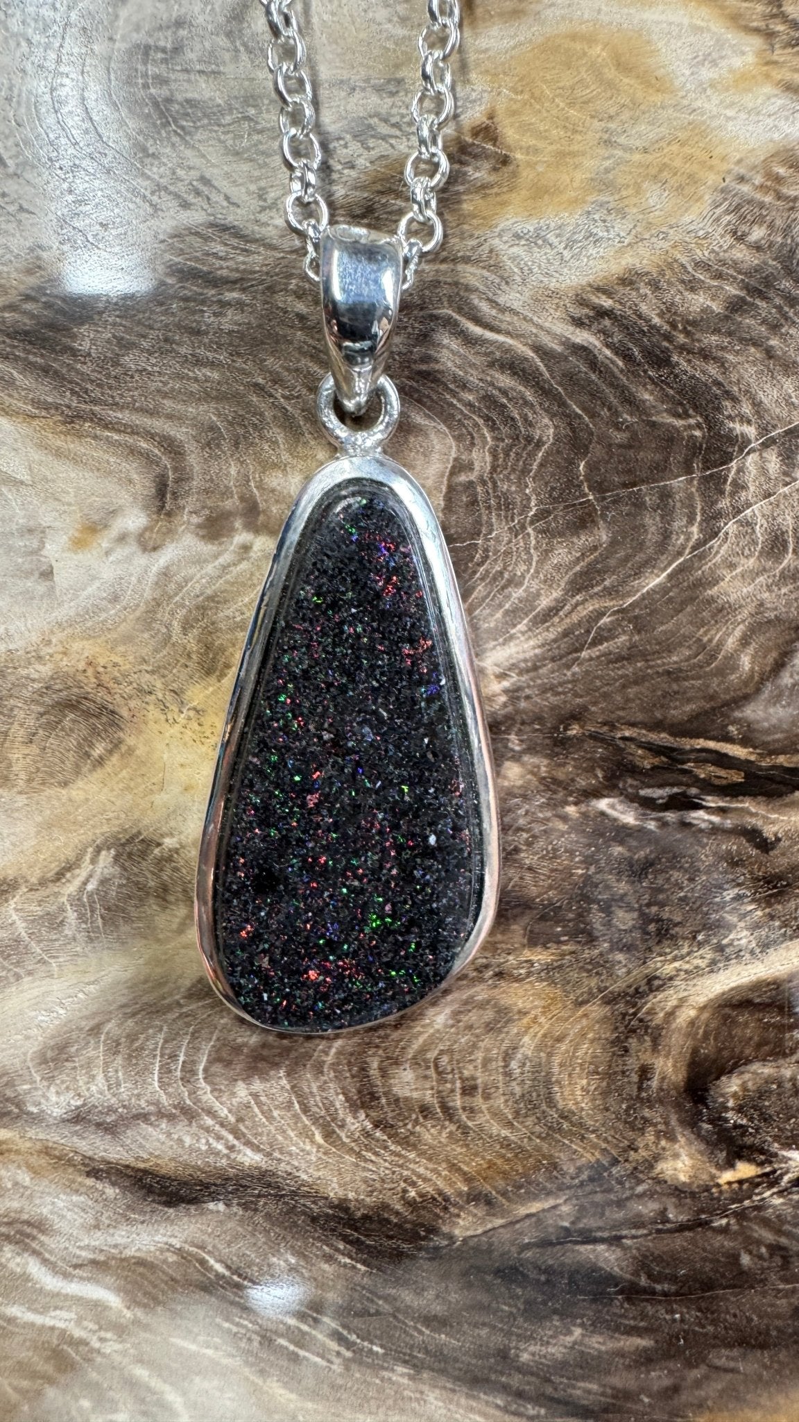 49ct Andamooka Matrix Opal 925 Silver Pendant