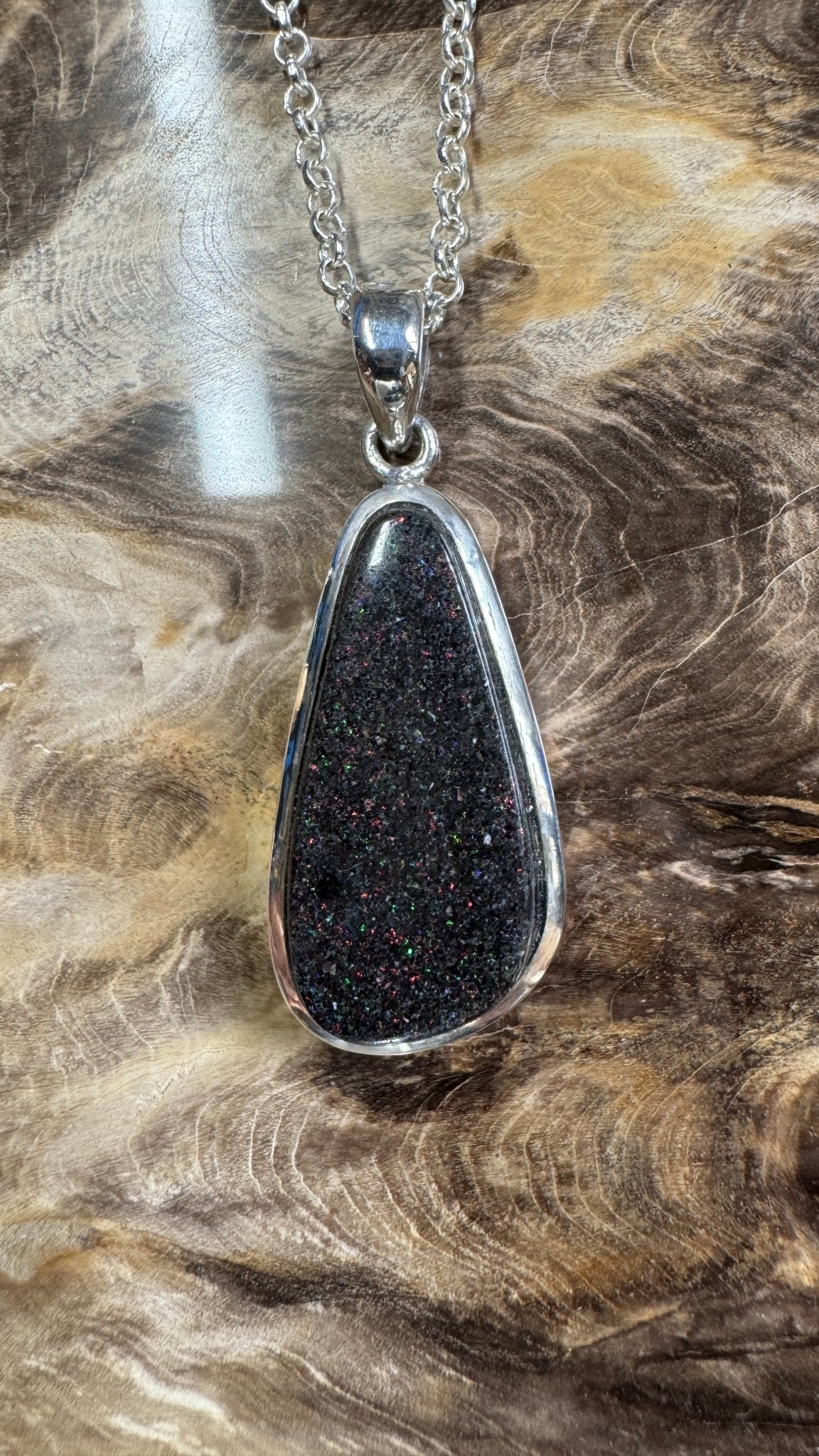 49ct Andamooka Matrix Opal 925 Silver Pendant