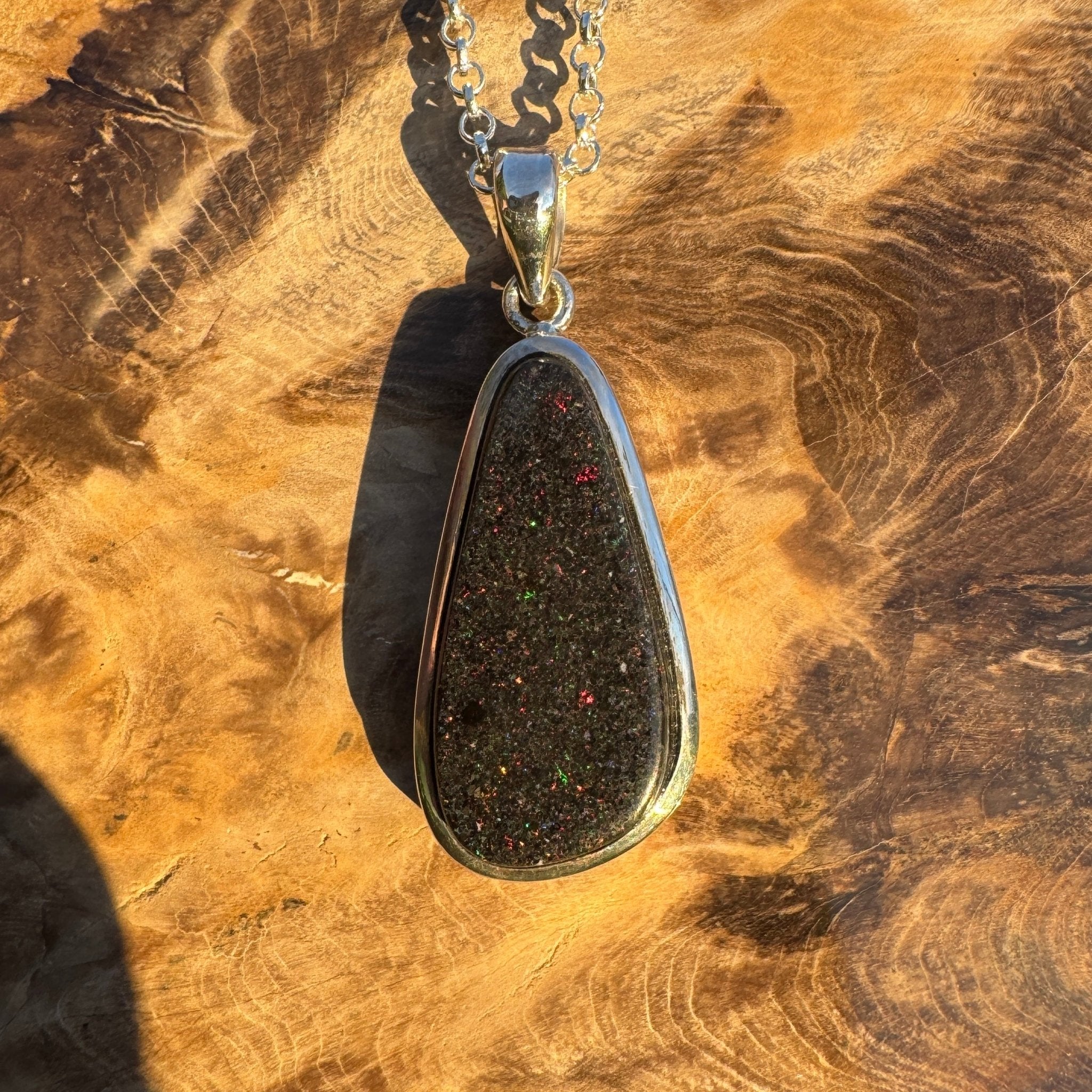 49ct Andamooka Matrix Opal 925 Silver Pendant