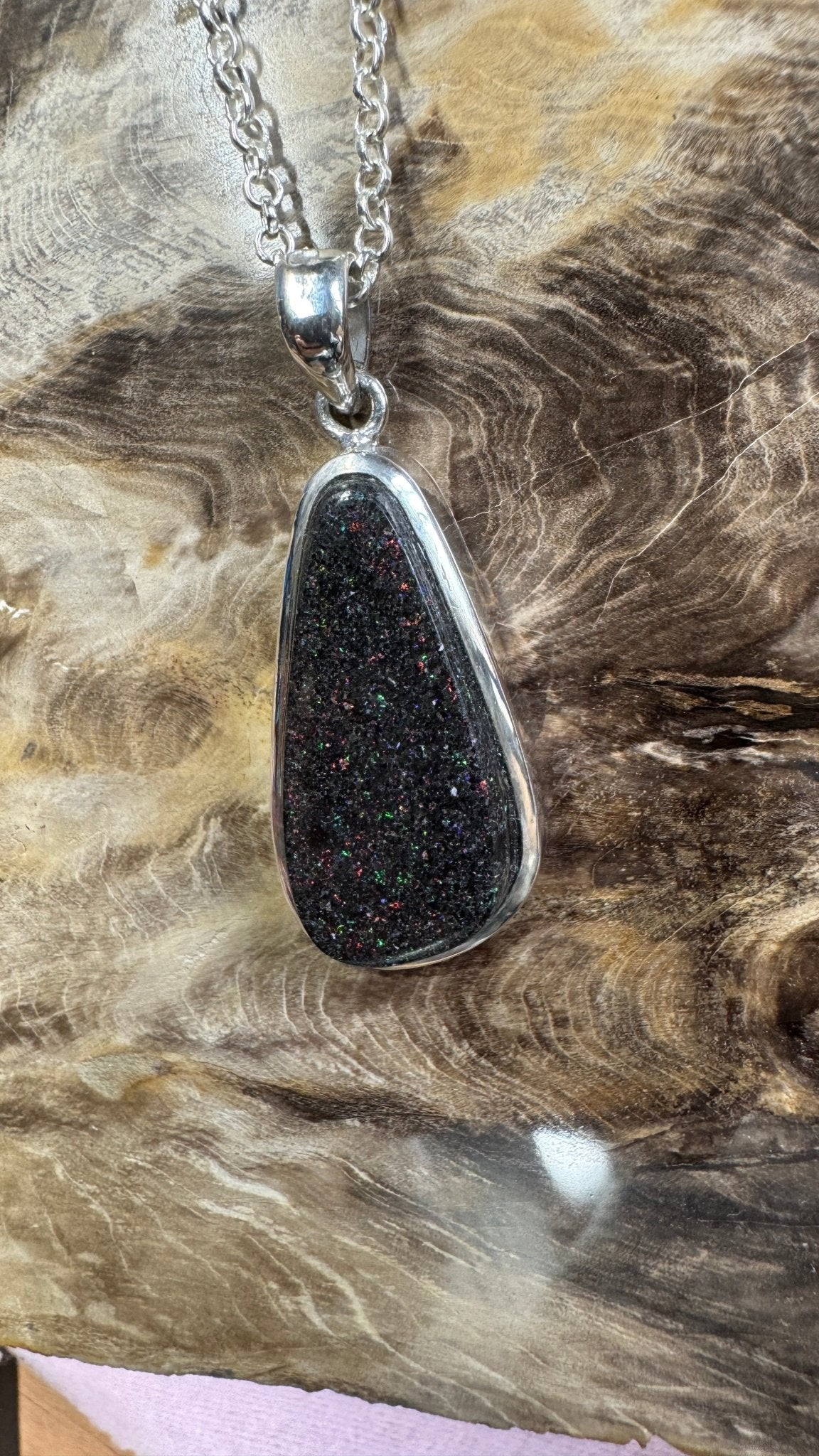 49ct Andamooka Matrix Opal 925 Silver Pendant