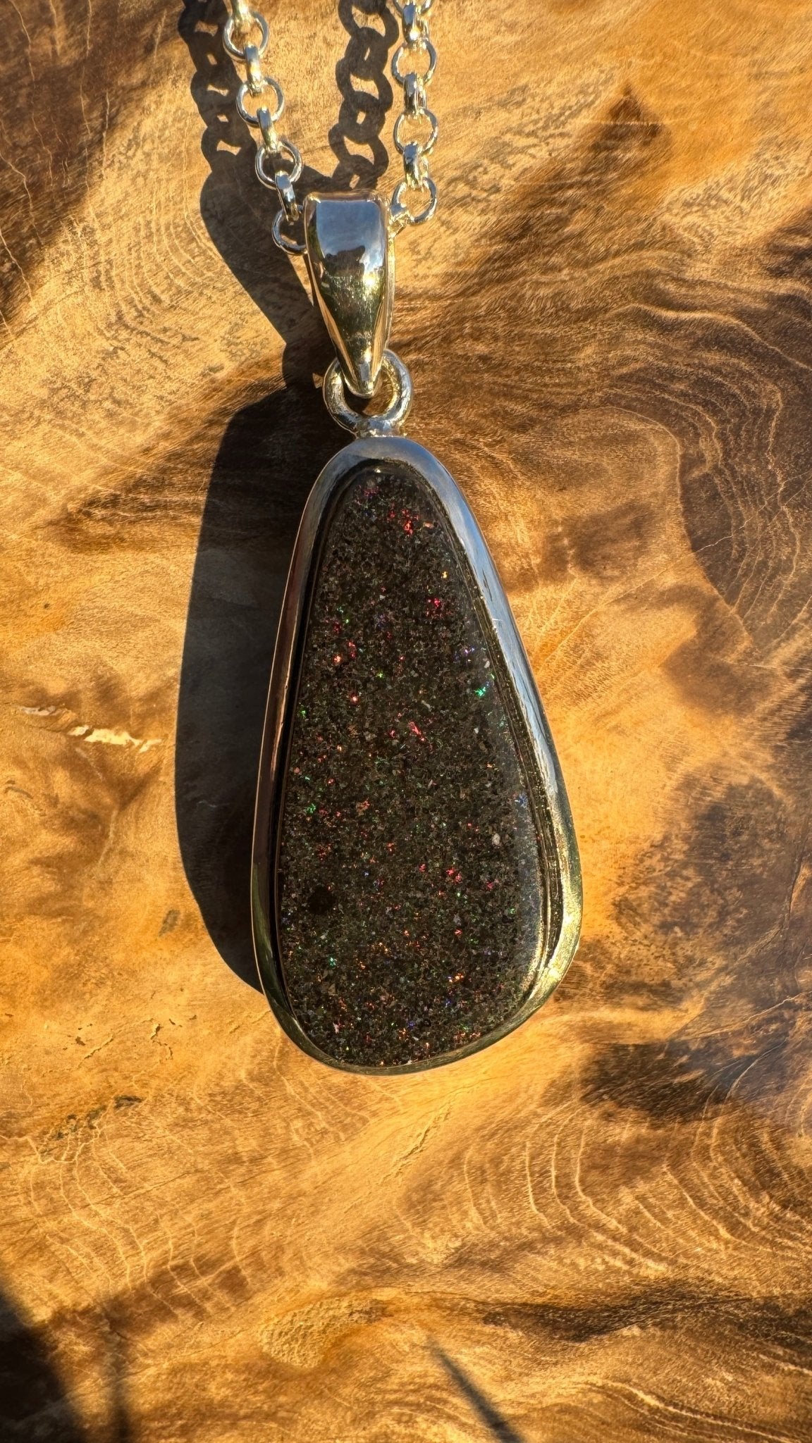 49ct Andamooka Matrix Opal 925 Silver Pendant