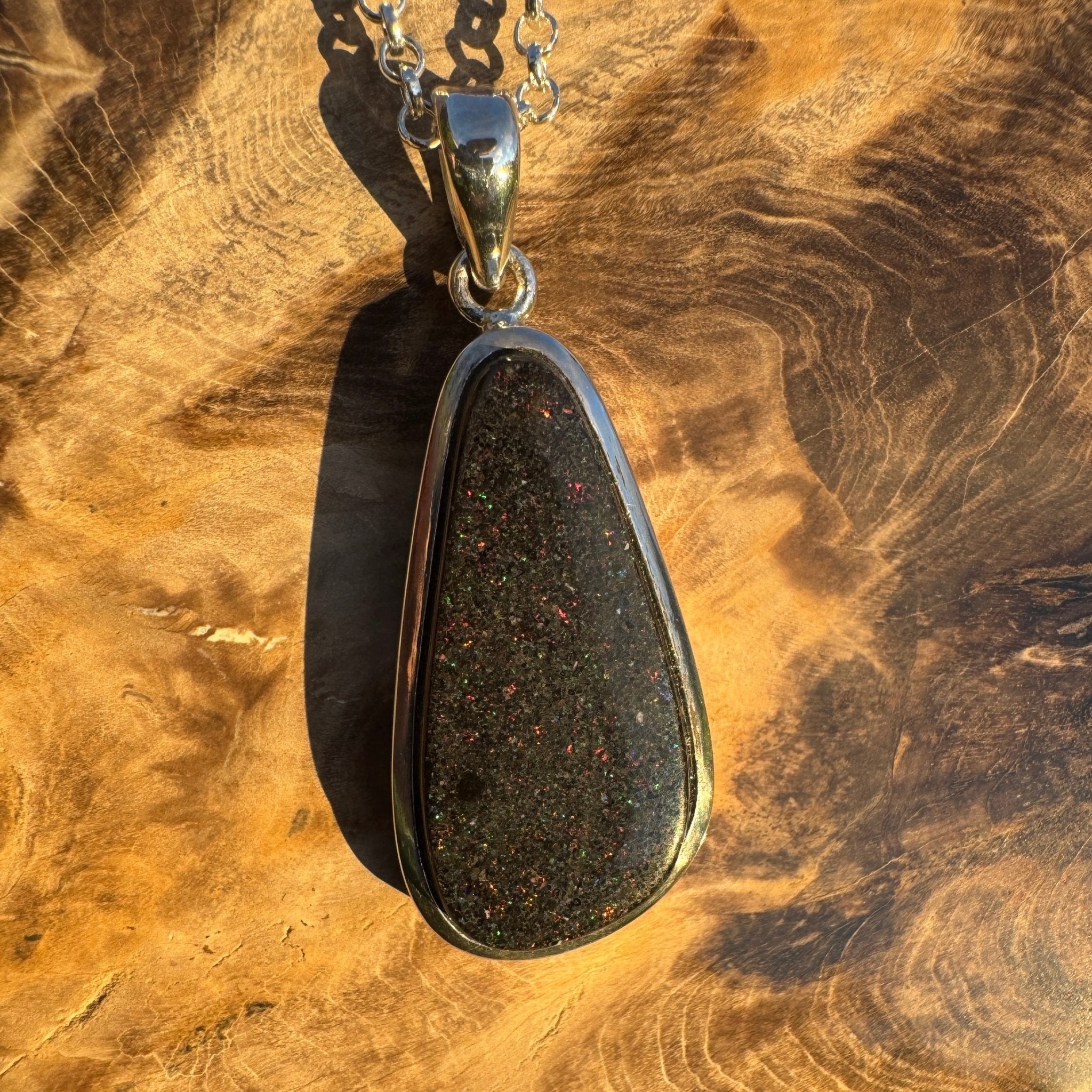 49ct Andamooka Matrix Opal 925 Silver Pendant