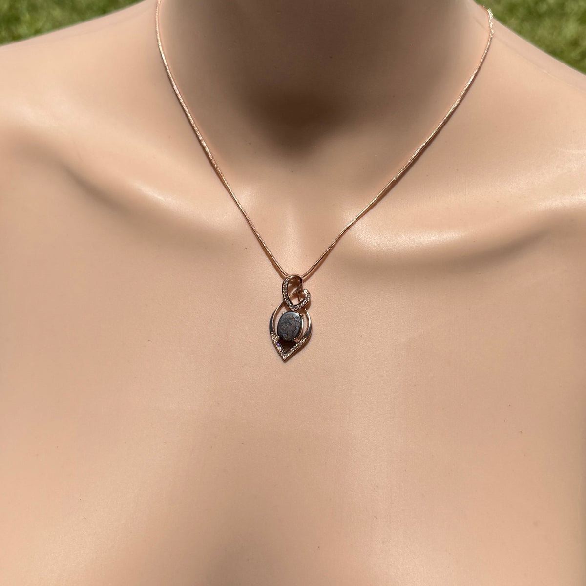 4.9ct Queensland Opal Pendant Necklace ~ 'Twelve Apostles Rose' | Rose Gold Coated 925 Sterling Silver | Solid Australian Opal