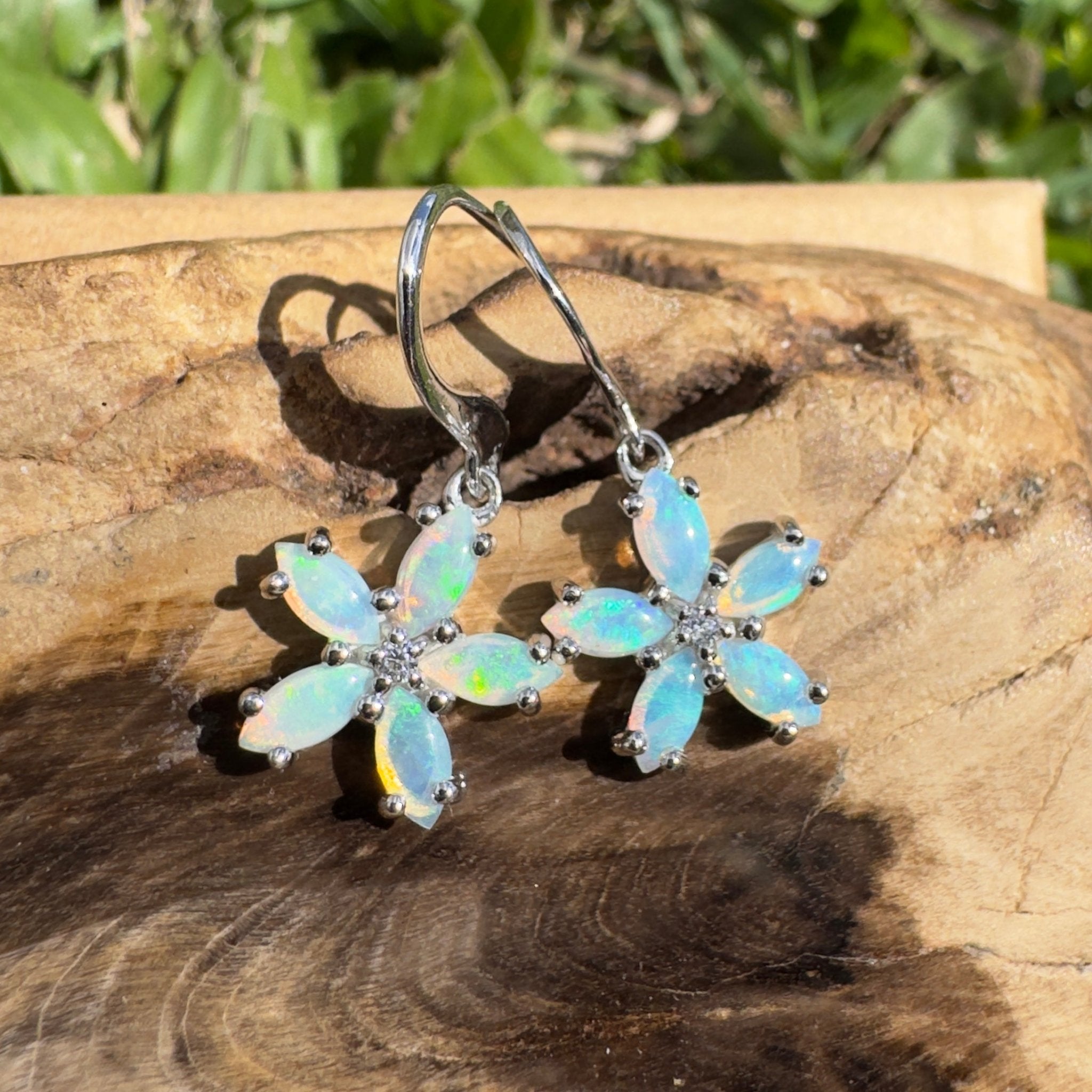 4ct Coober Pedy Opal Hook Earrings ~ 'Ningaloo Sway' | 925 Sterling Silver | Solid Australian Opal