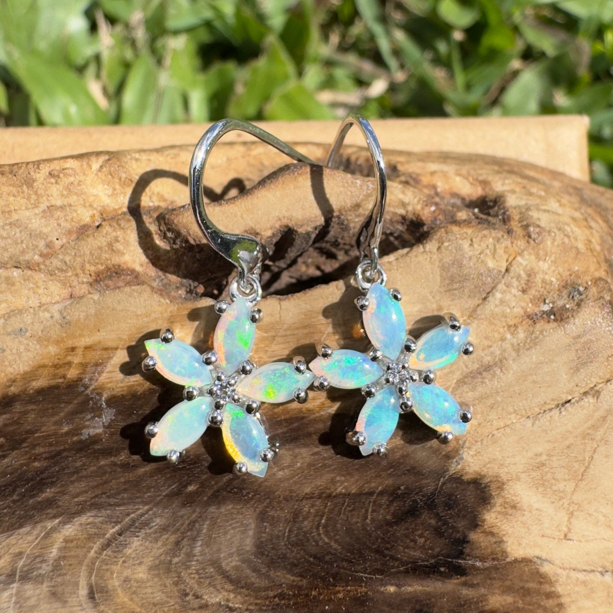 4ct Coober Pedy Opal Hook Earrings ~ 'Ningaloo Sway' | 925 Sterling Silver | Solid Australian Opal