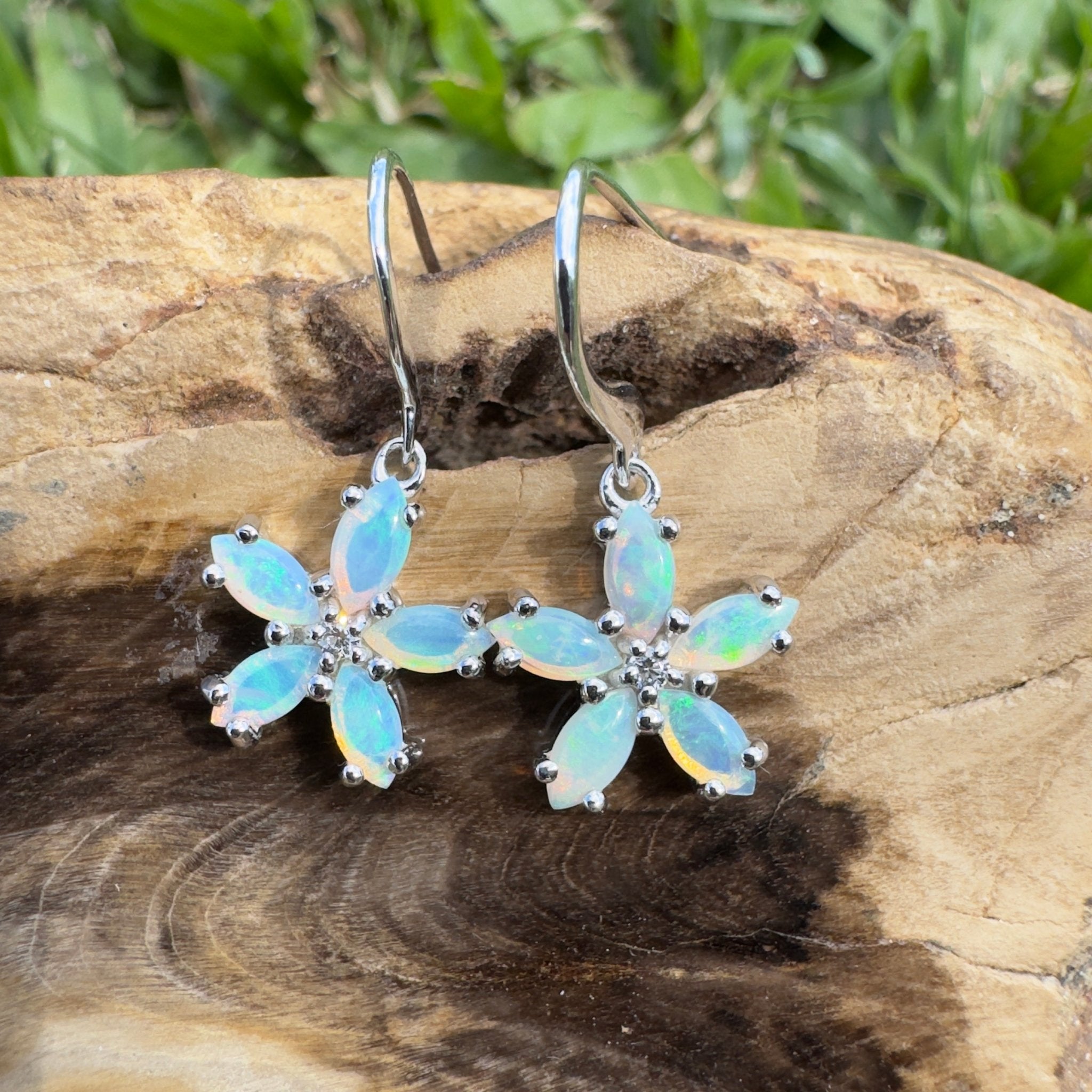 4ct Coober Pedy Opal Hook Earrings ~ 'Ningaloo Sway' | 925 Sterling Silver | Solid Australian Opal