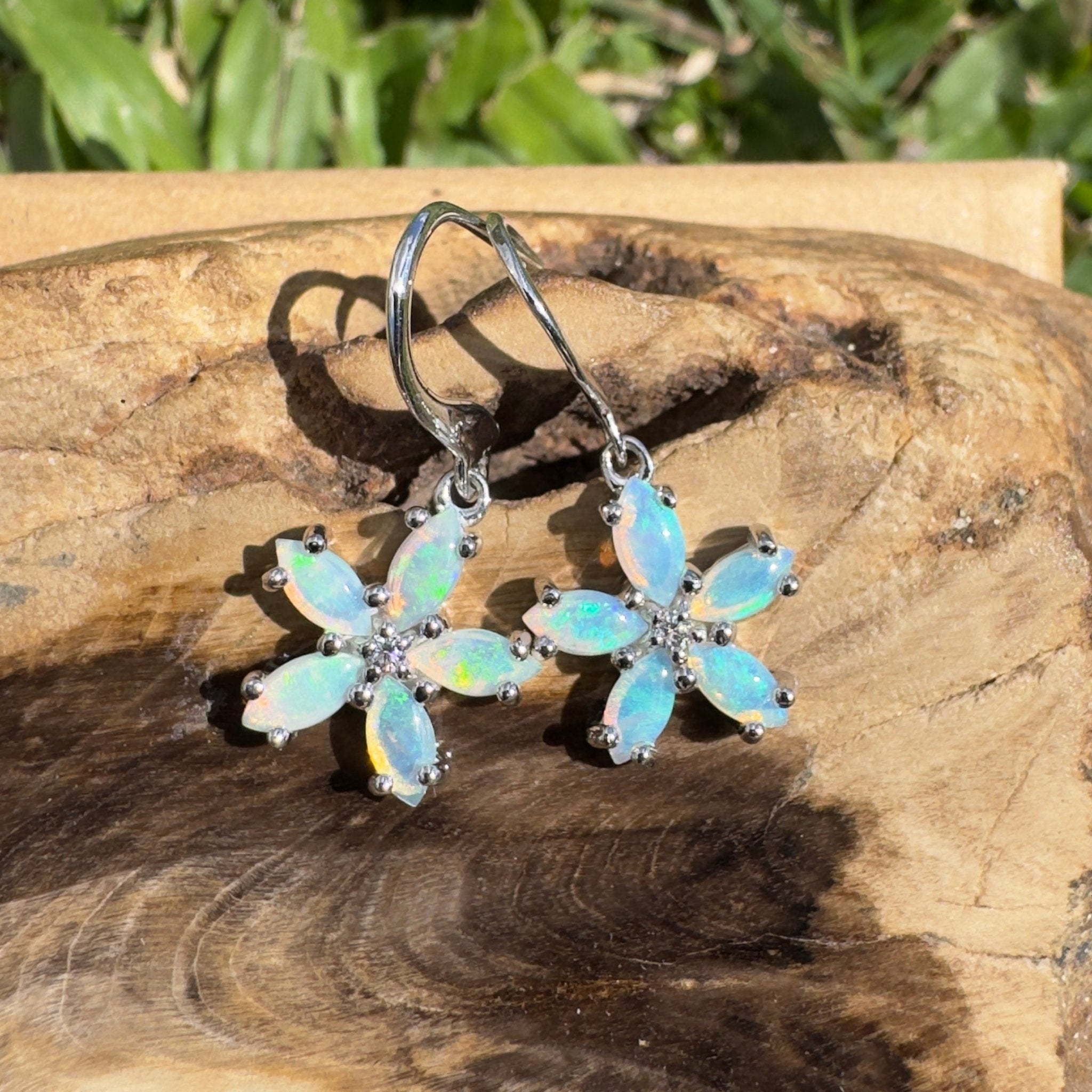 4ct Coober Pedy Opal Hook Earrings ~ 'Ningaloo Sway' | 925 Sterling Silver | Solid Australian Opal