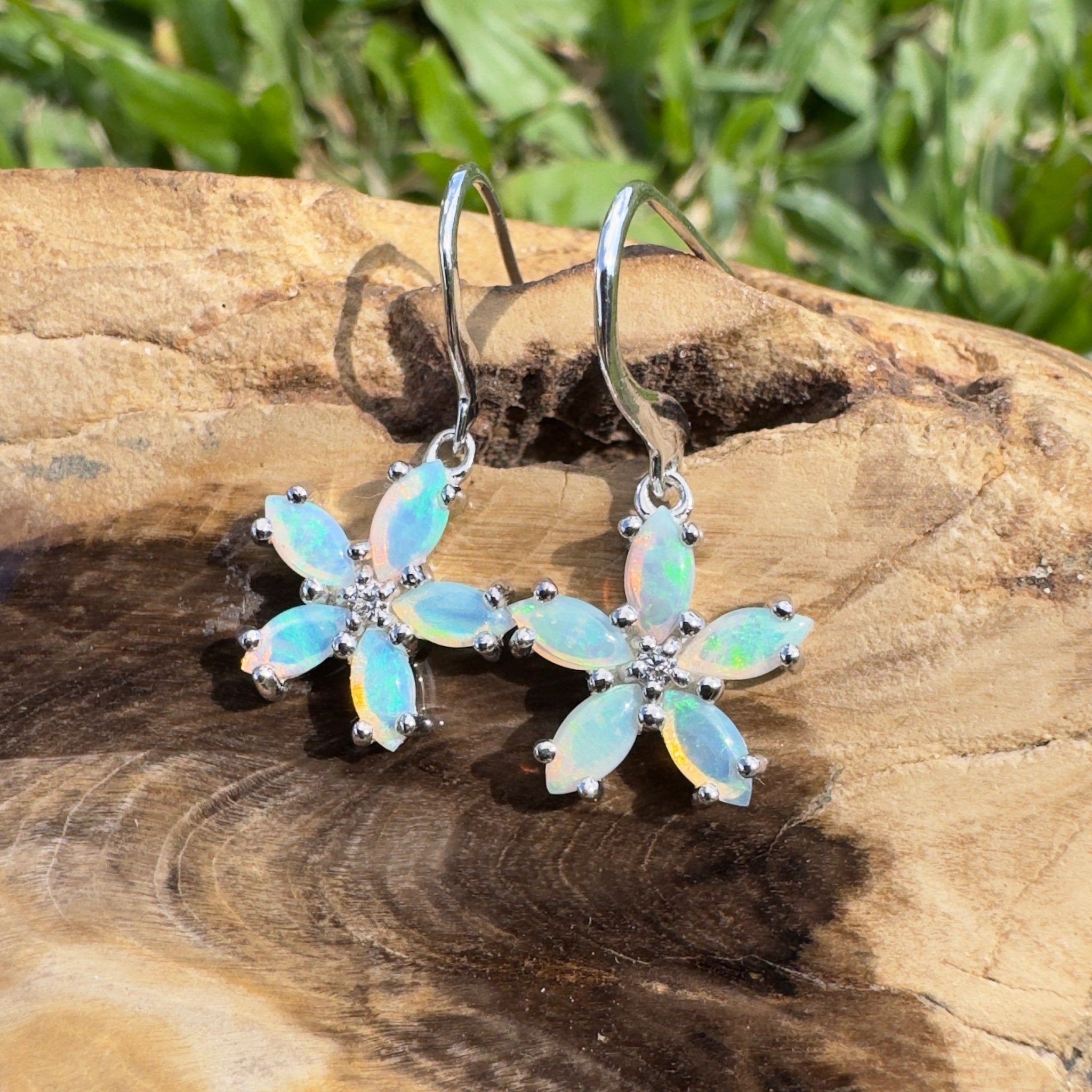 4ct Coober Pedy Opal Hook Earrings ~ 'Ningaloo Sway' | 925 Sterling Silver | Solid Australian Opal