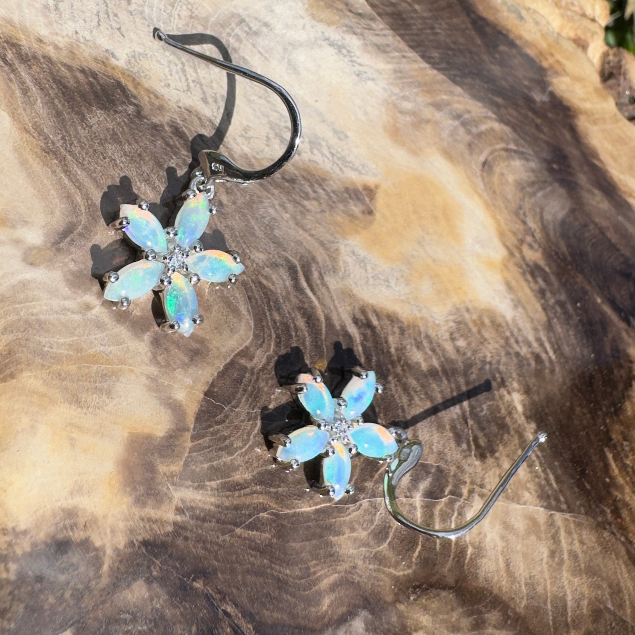 4ct Coober Pedy Opal Hook Earrings ~ 'Ningaloo Sway' | 925 Sterling Silver | Solid Australian Opal
