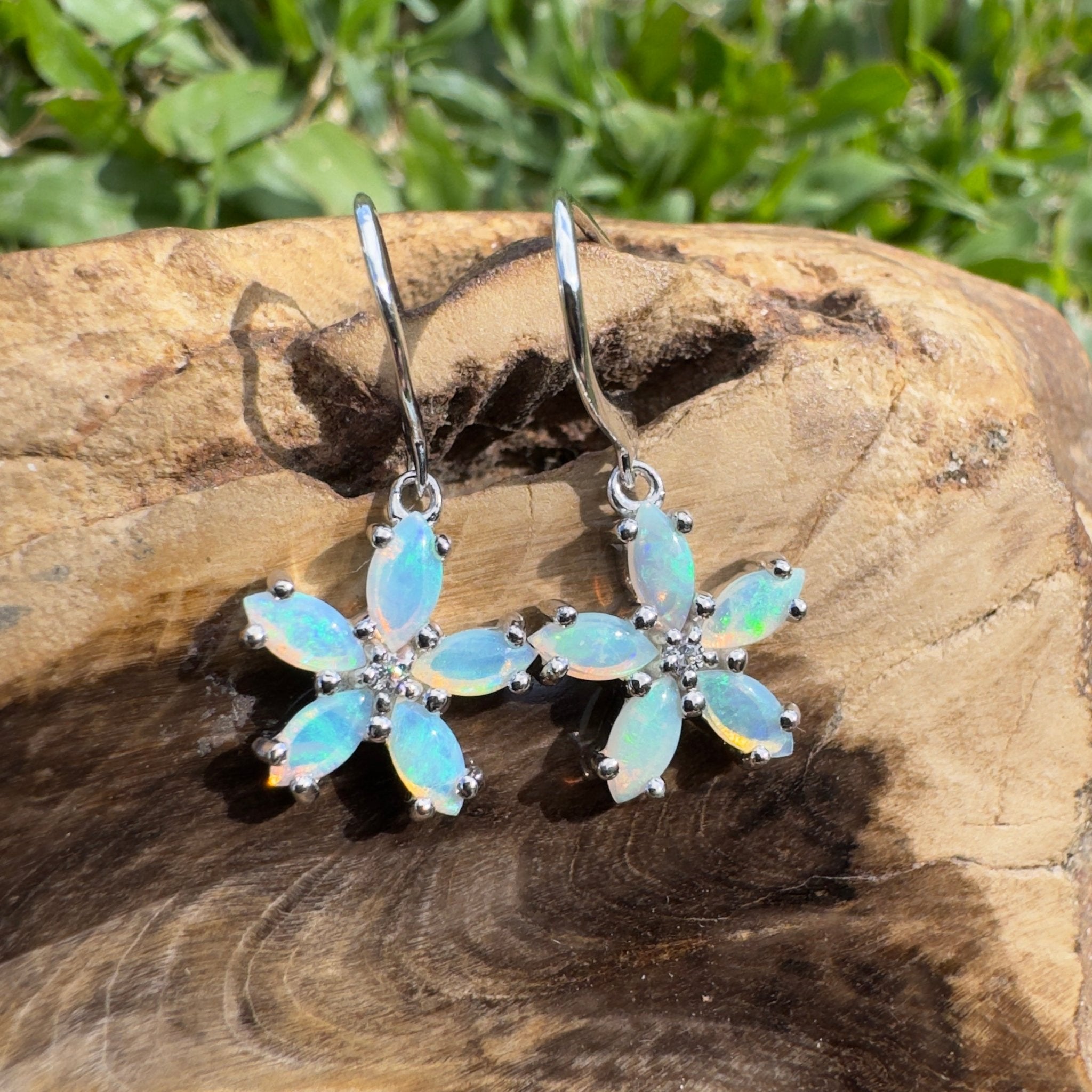 4ct Coober Pedy Opal Hook Earrings ~ 'Ningaloo Sway' | 925 Sterling Silver | Solid Australian Opal