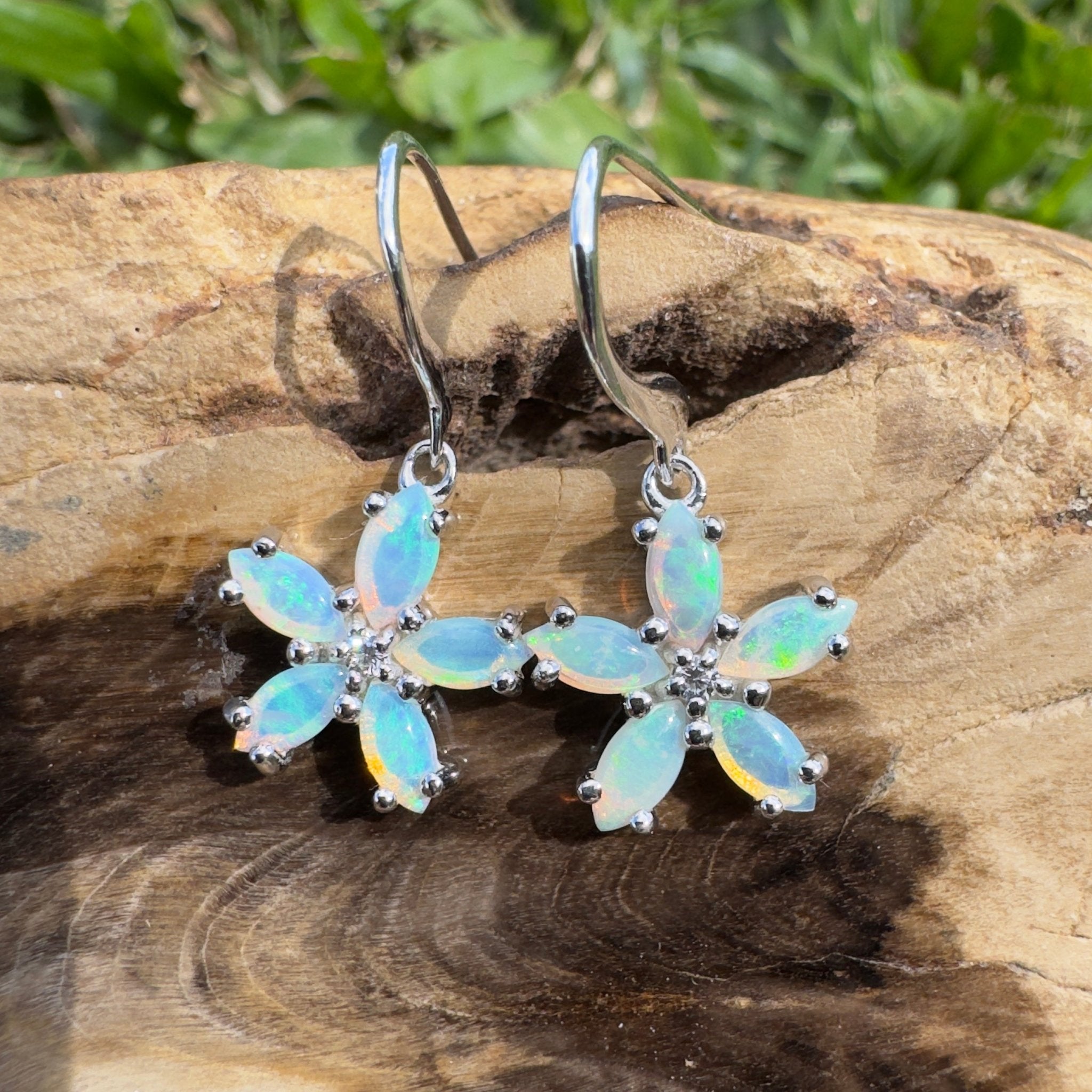 4ct Coober Pedy Opal Hook Earrings ~ 'Ningaloo Sway' | 925 Sterling Silver | Solid Australian Opal
