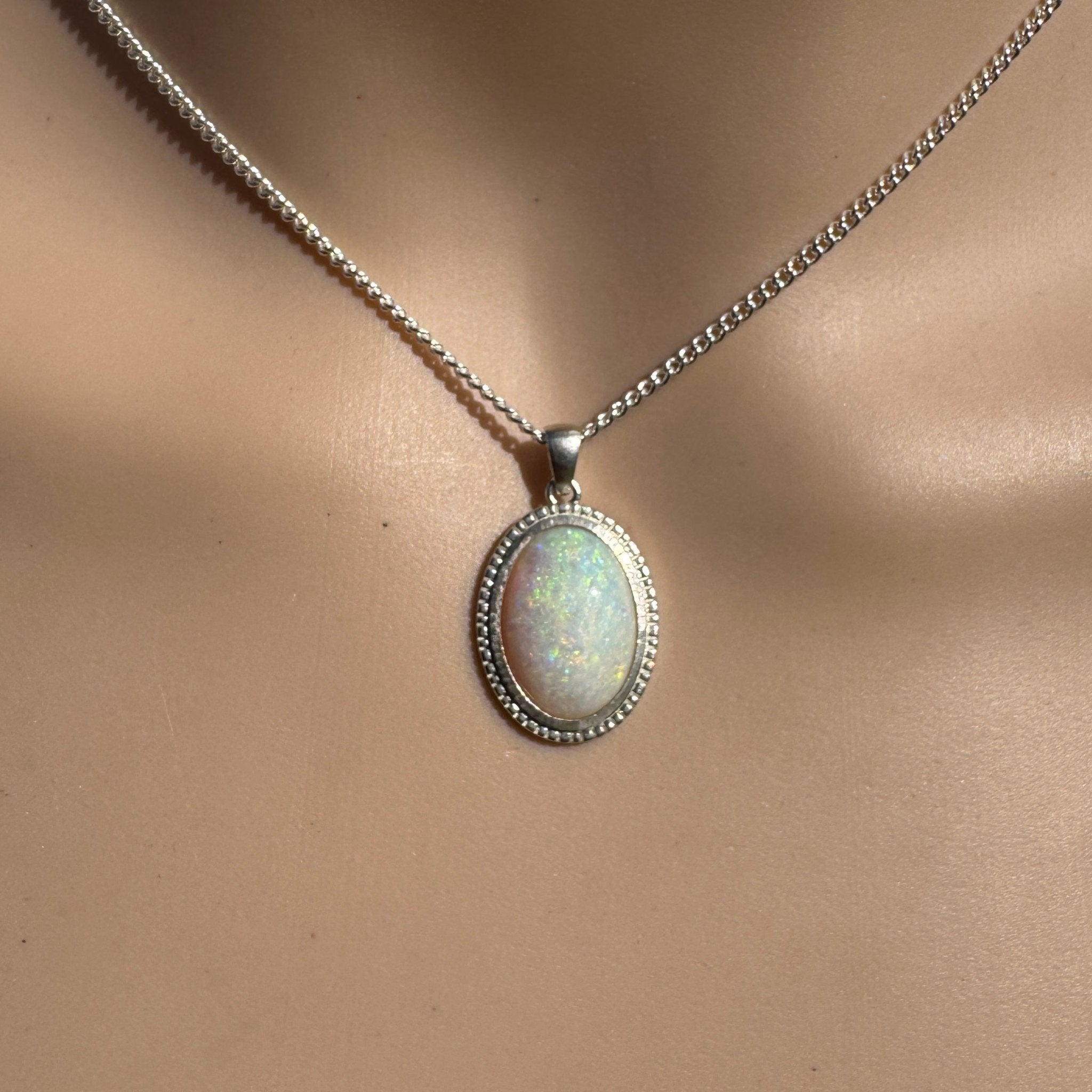 4ct Coober Pedy Opal Pendant Necklace ~ 'Wineglass Bay Waters' | 925 Sterling Silver | Solid Australian Opal