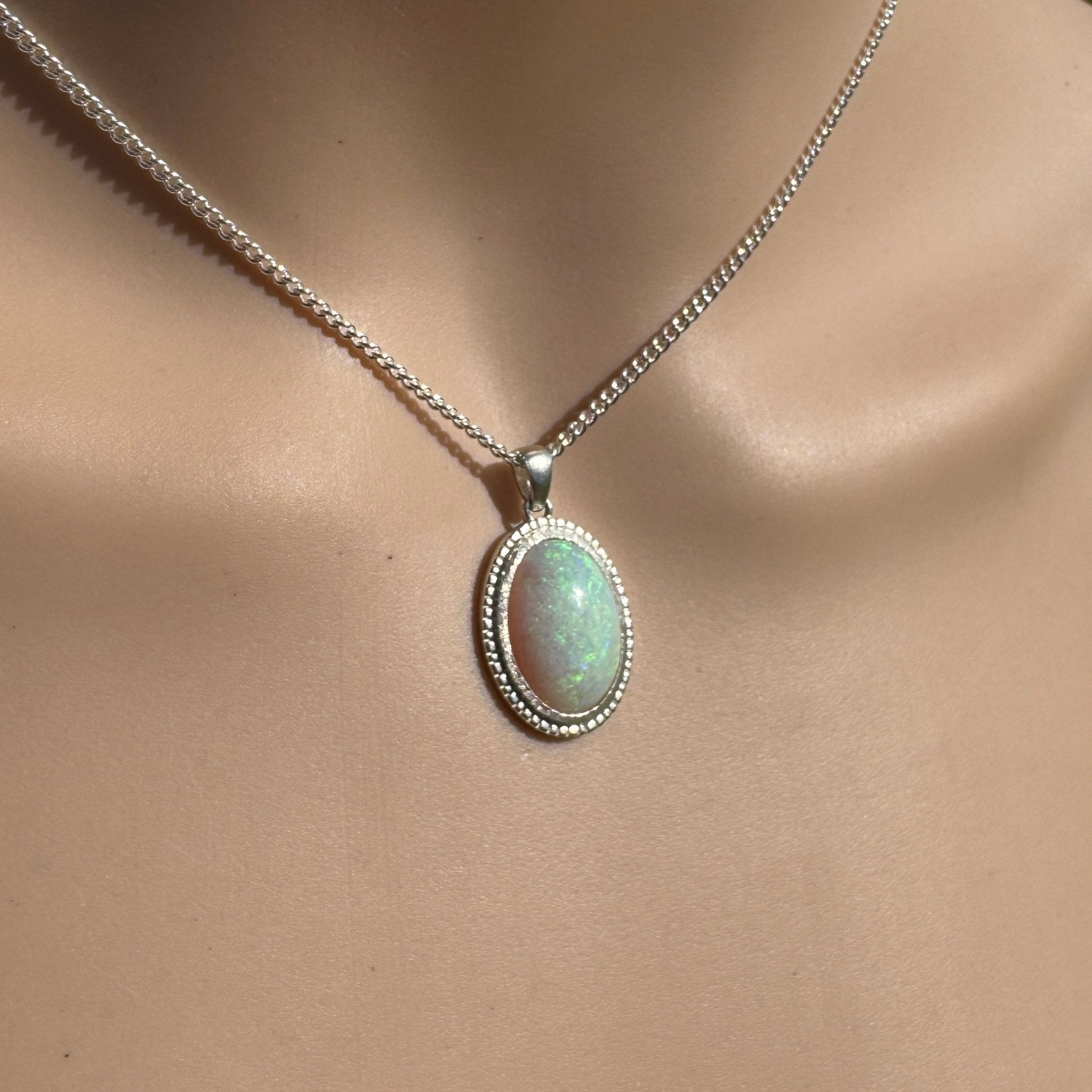 4ct Coober Pedy Opal Pendant Necklace ~ 'Wineglass Bay Waters' | 925 Sterling Silver | Solid Australian Opal