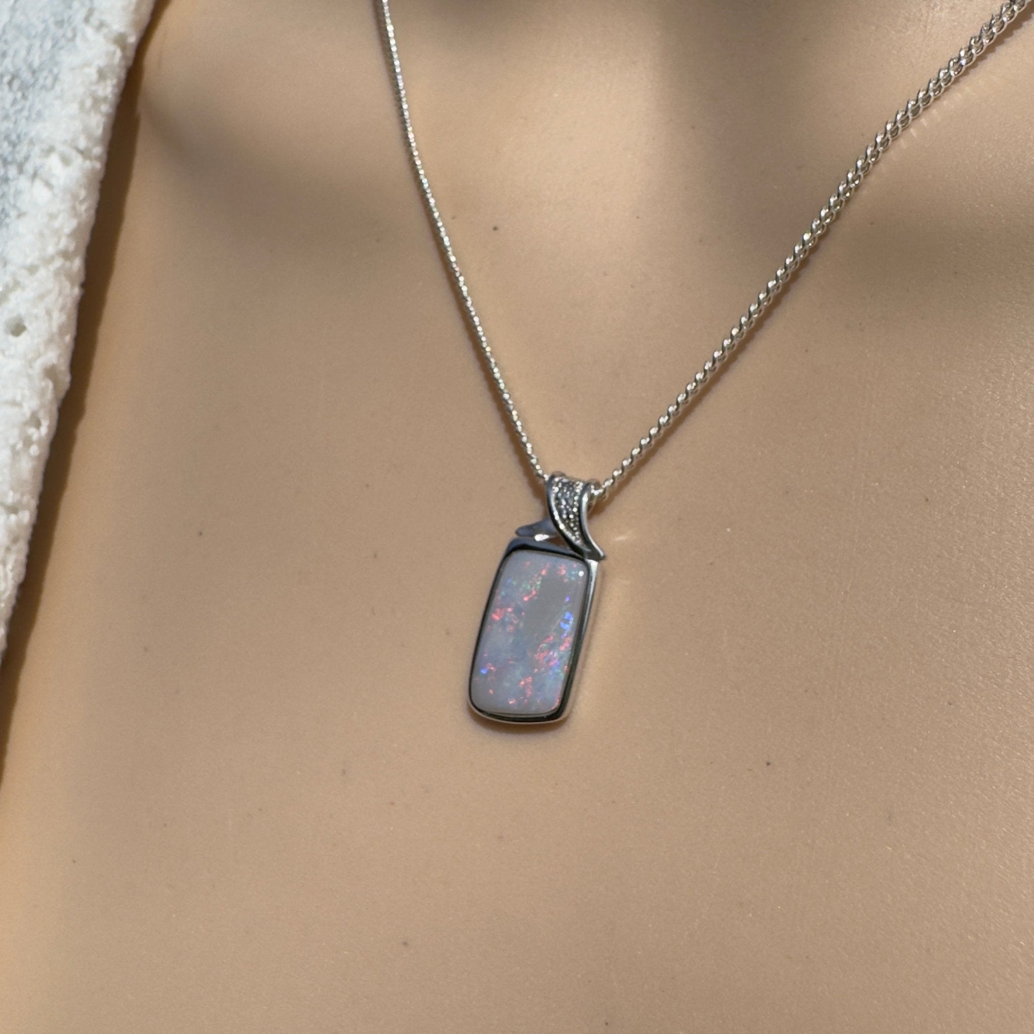 4ct Coober Pedy Opal Pendant Necklace ~ 'Wolumla Spark' | 925 Sterling Silver | Solid Australian Opal