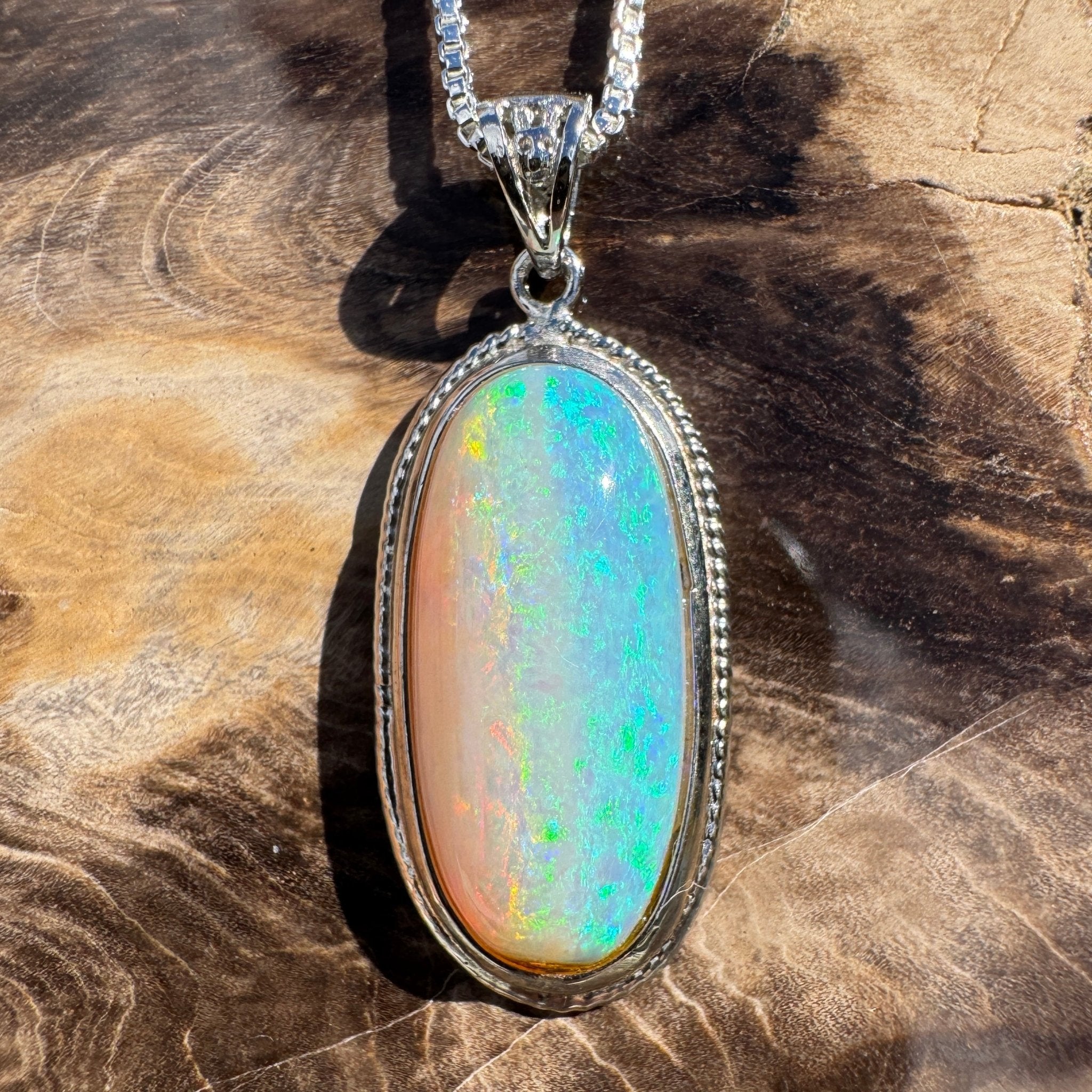 4ct Lightning Ridge Crystal Opal Pendant Necklace ~ 'Rottnest Deep' | 925 Sterling Silver | Solid Australian Opal