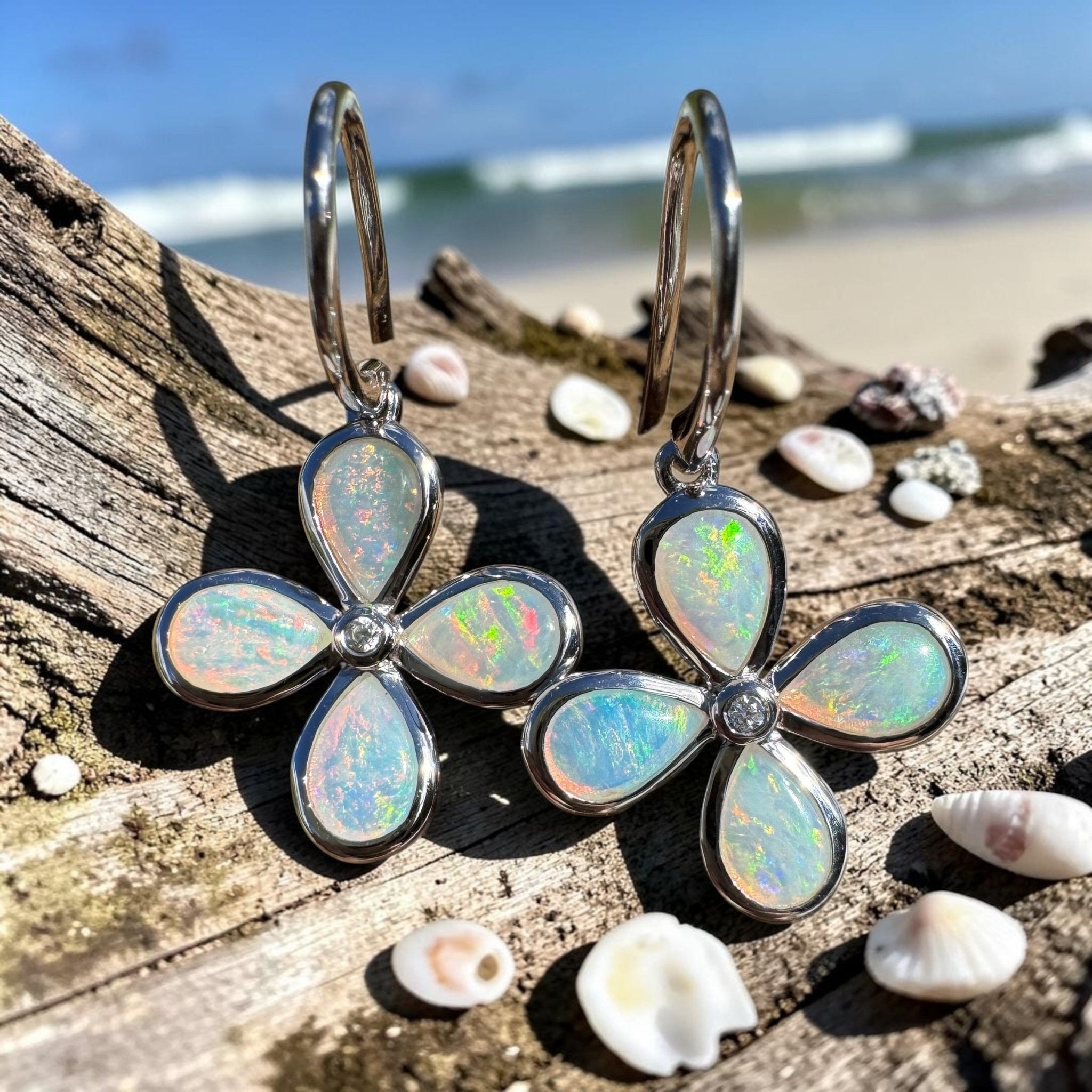 4ct Lightning Ridge Opal Hook Earrings ~ 'Agnes Water Dance' | 925 Sterling Silver | Solid Australian Opal