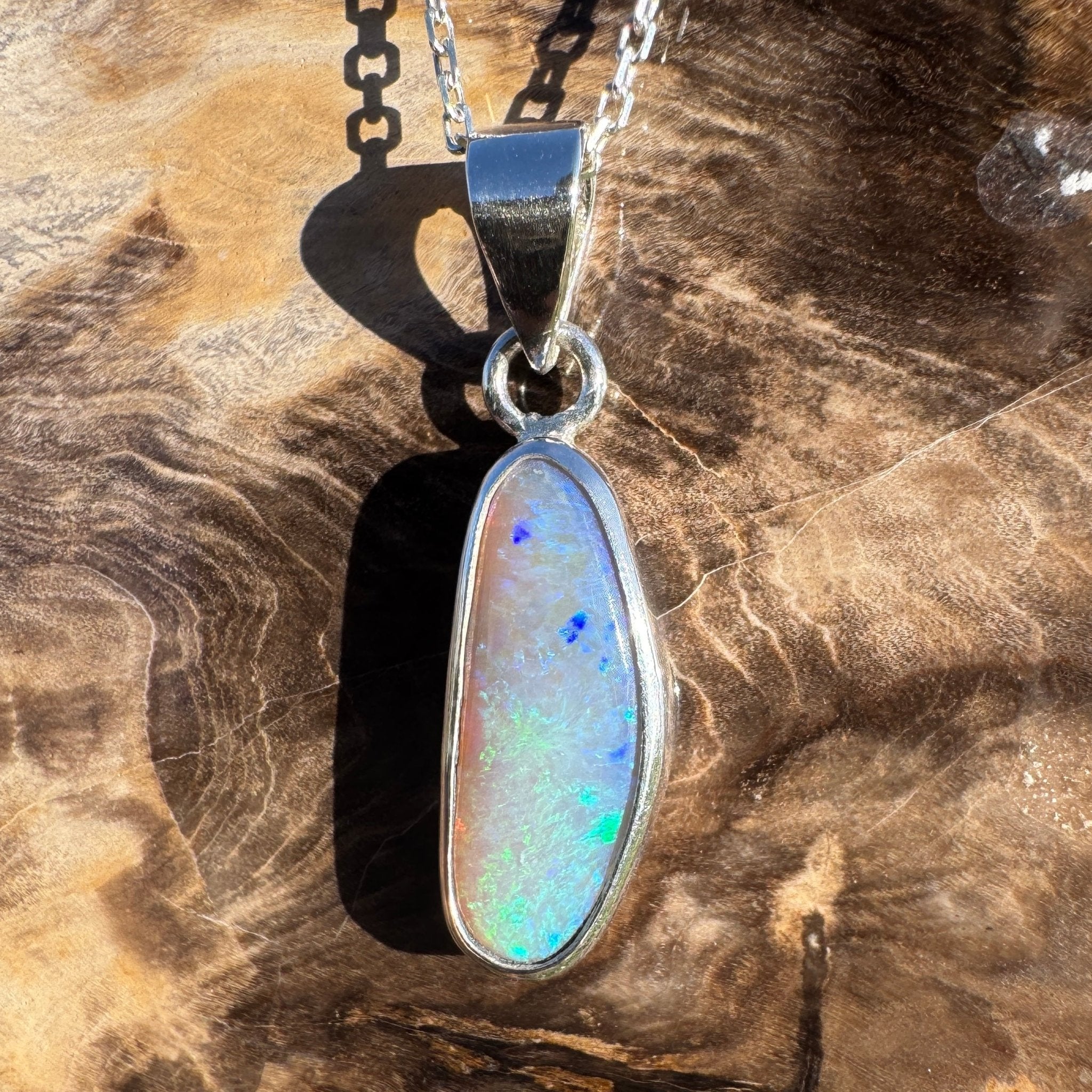 4ct Lightning Ridge Opal Pendant Necklace ~ 'Narran Lake Glow' | 925 Sterling Silver | Solid Australian Opal