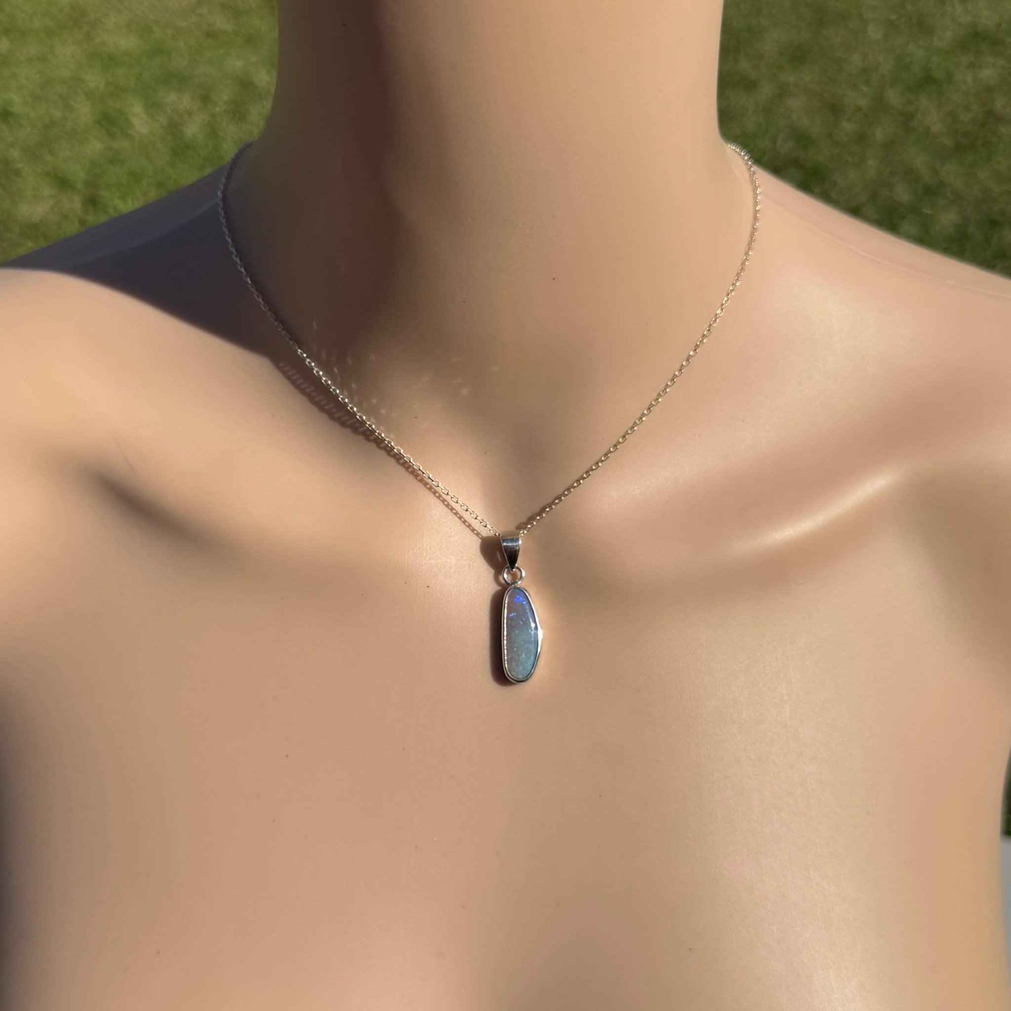 4ct Lightning Ridge Opal Pendant Necklace ~ 'Narran Lake Glow' | 925 Sterling Silver | Solid Australian Opal