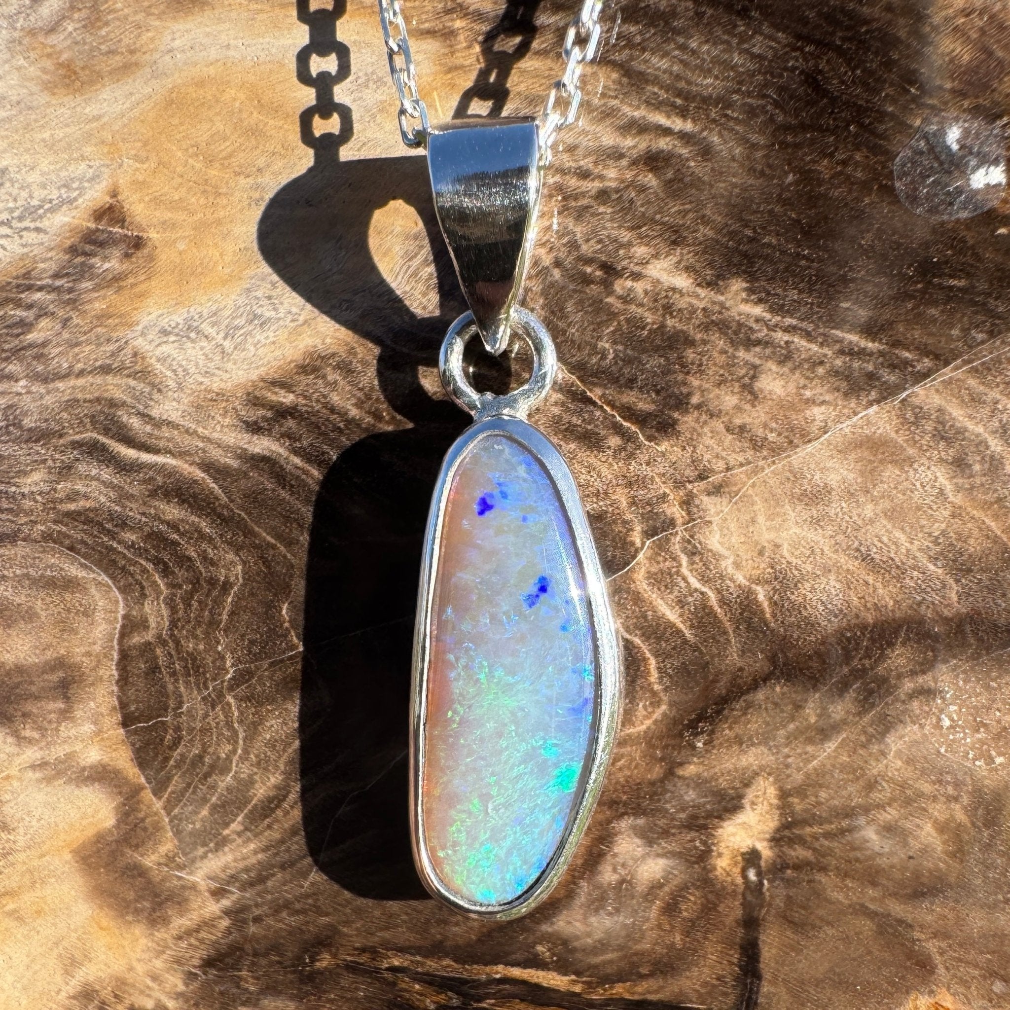 4ct Lightning Ridge Opal Pendant Necklace ~ 'Narran Lake Glow' | 925 Sterling Silver | Solid Australian Opal