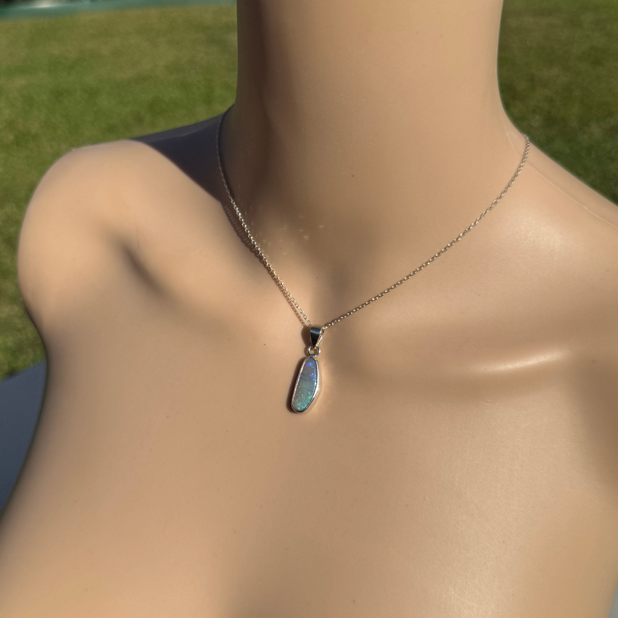 4ct Lightning Ridge Opal Pendant Necklace ~ 'Narran Lake Glow' | 925 Sterling Silver | Solid Australian Opal