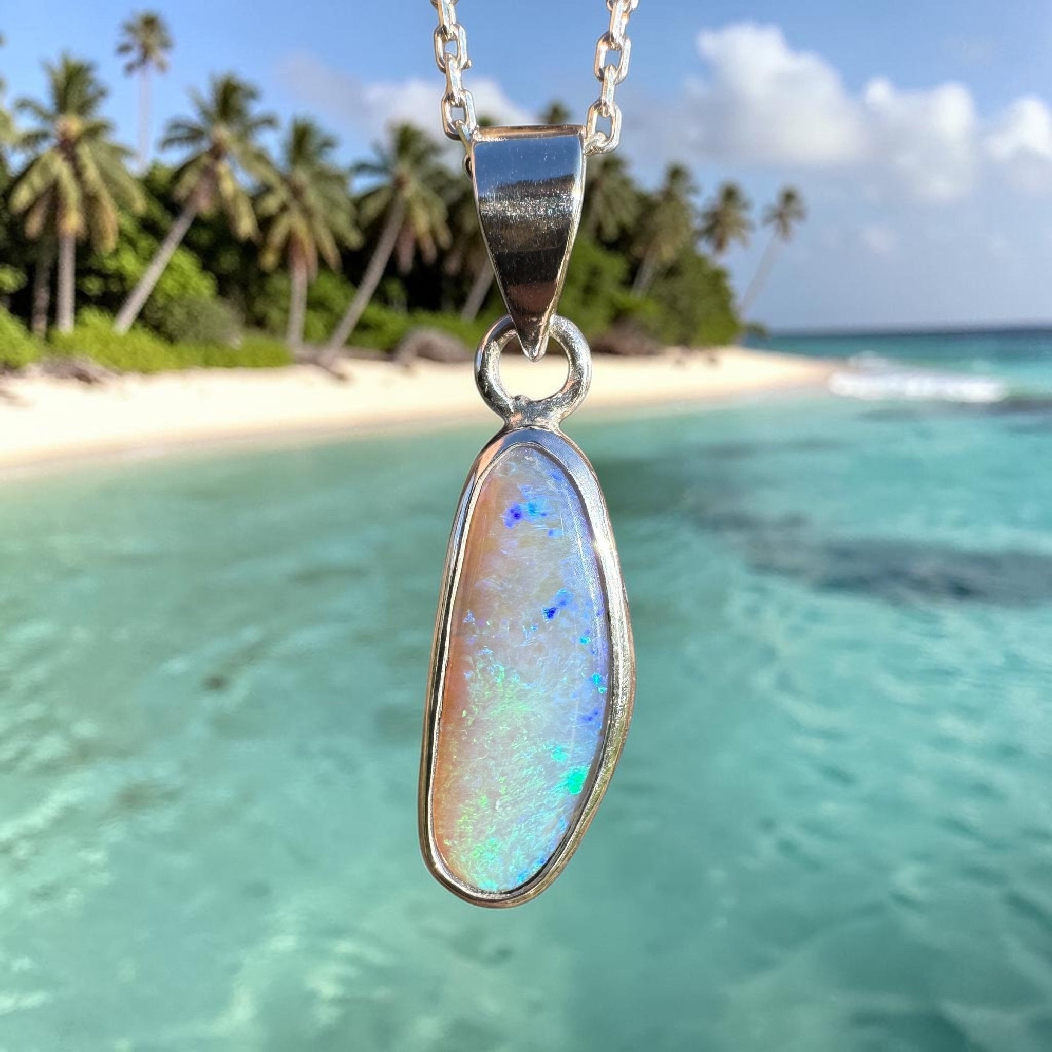 4ct Lightning Ridge Opal Pendant Necklace ~ 'Narran Lake Glow' | 925 Sterling Silver | Solid Australian Opal