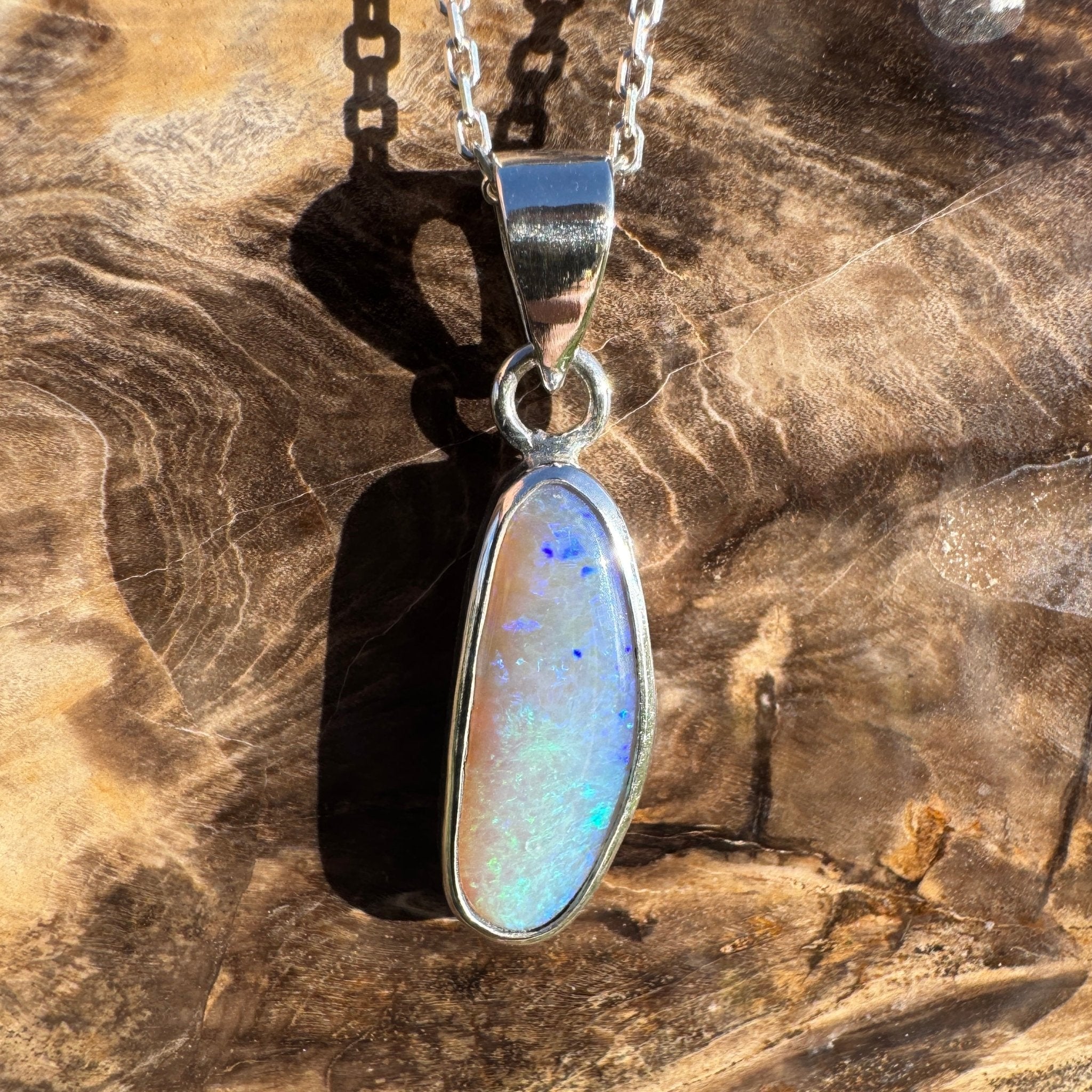 4ct Lightning Ridge Opal Pendant Necklace ~ 'Narran Lake Glow' | 925 Sterling Silver | Solid Australian Opal