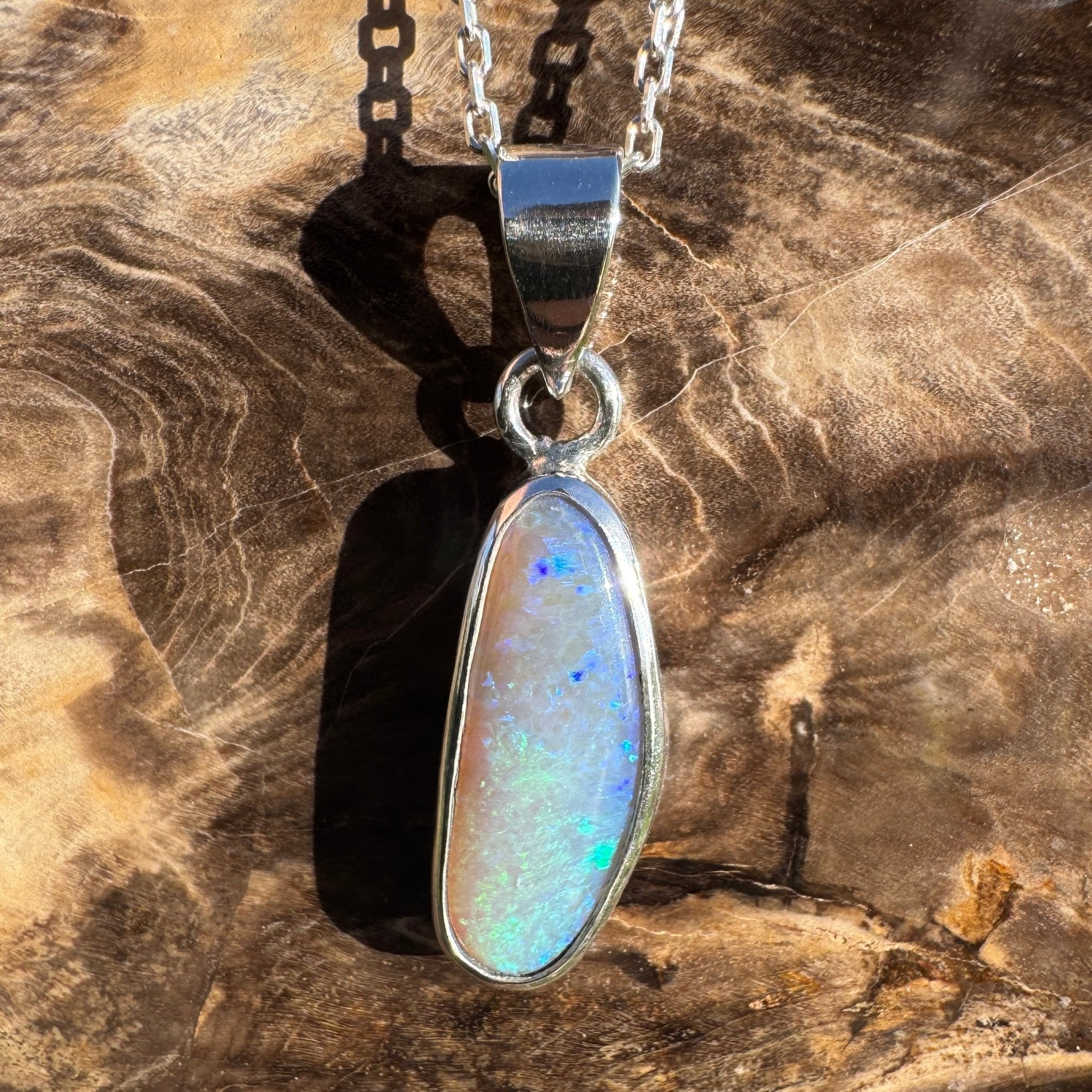 4ct Lightning Ridge Opal Pendant Necklace ~ 'Narran Lake Glow' | 925 Sterling Silver | Solid Australian Opal
