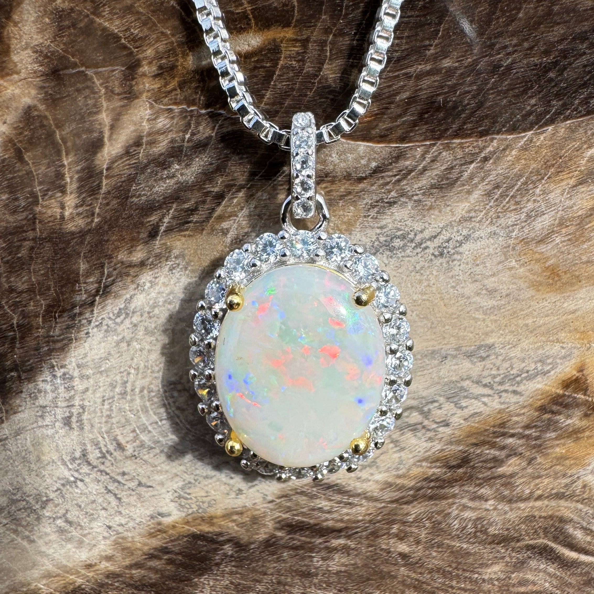 2.3ct Coober Pedy Opal Pendant Necklace ~ 'Natural Bridge' | 925 Sterling Silver | Solid Australian Opal
