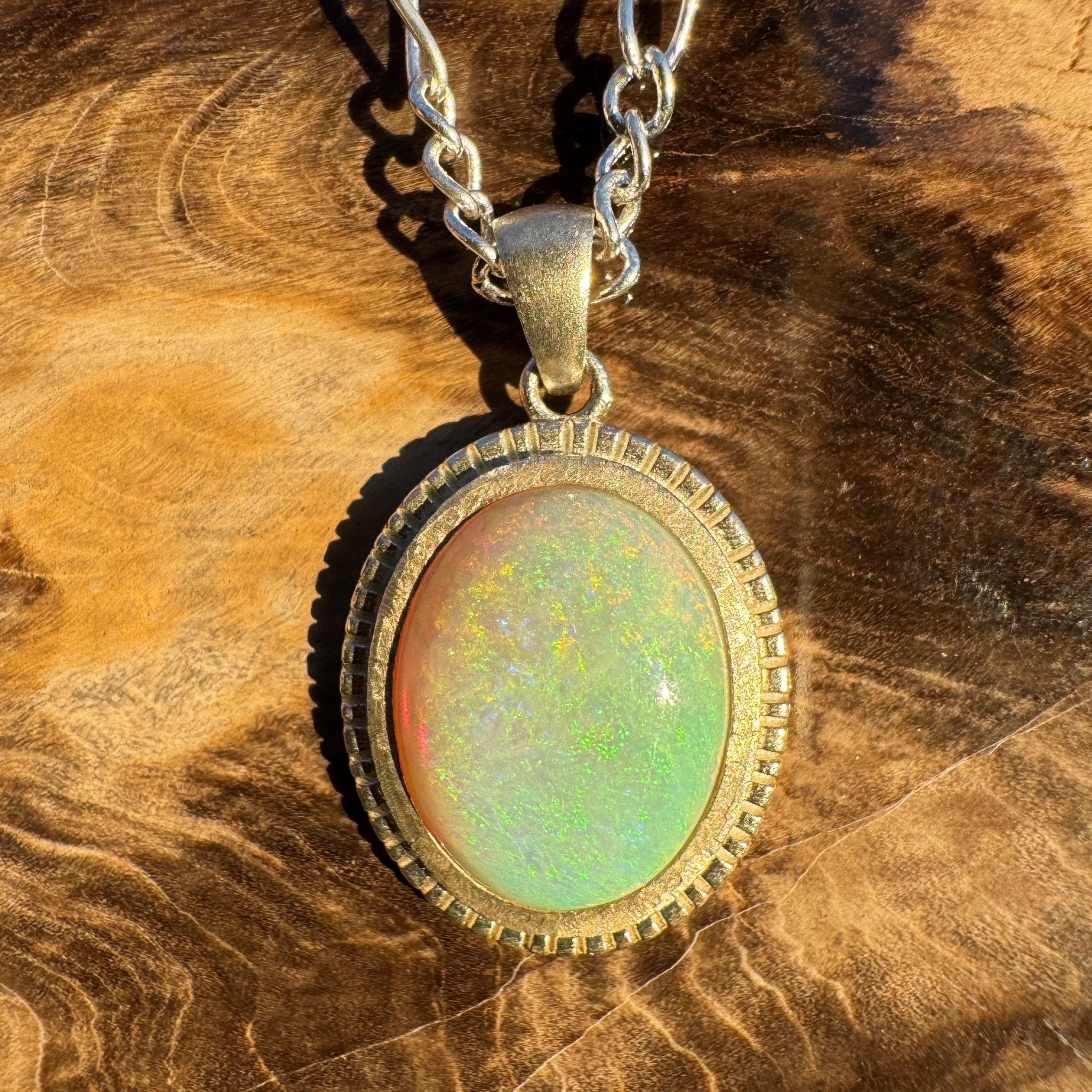 5.2ct Coober Pedy Opal Pendant Necklace ~ 'Kati Thanda Reflection' | 925 Sterling Silver | Solid Australian Opal
